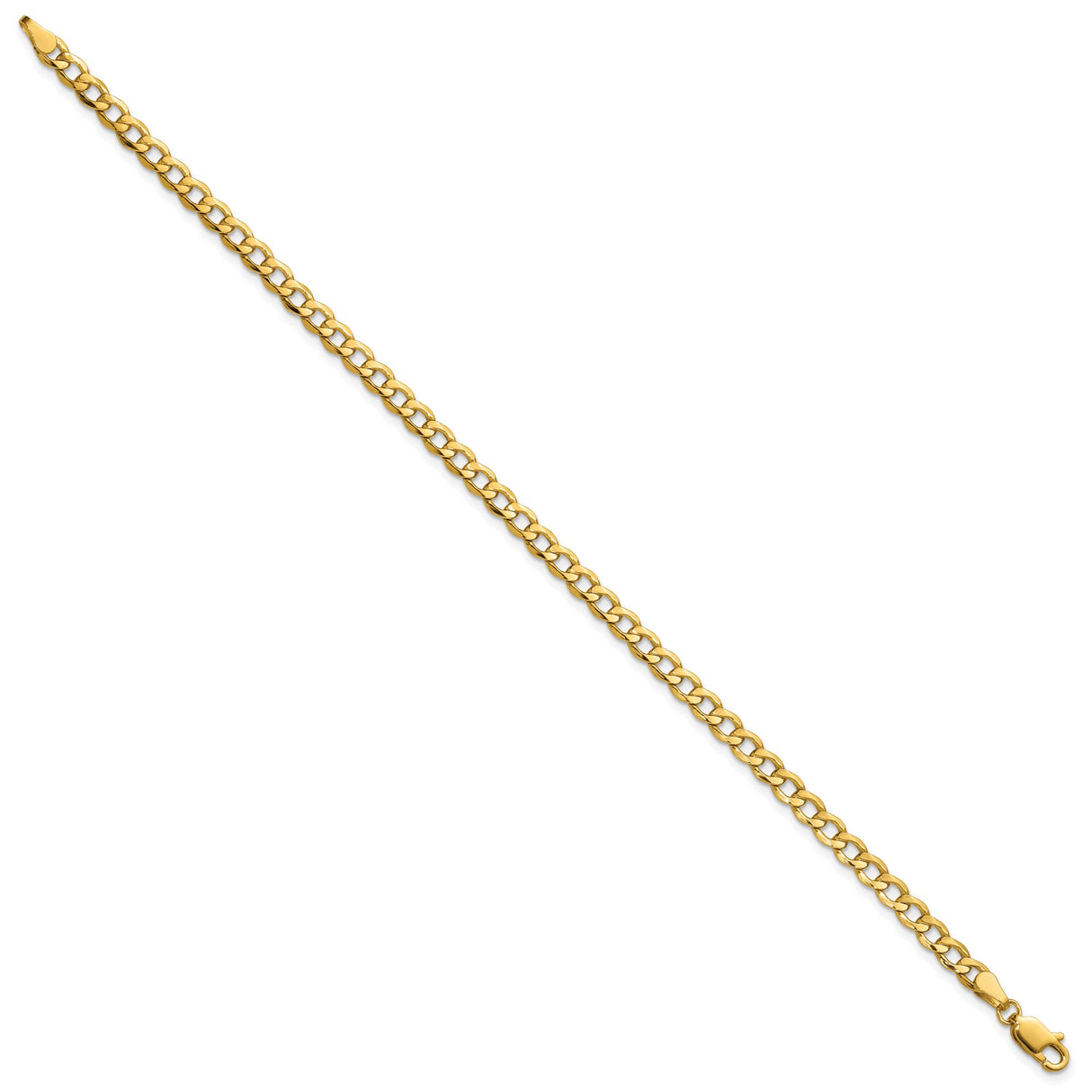 10K Yellow Gold 4.3 mm Curb Chain Anklet, Polished