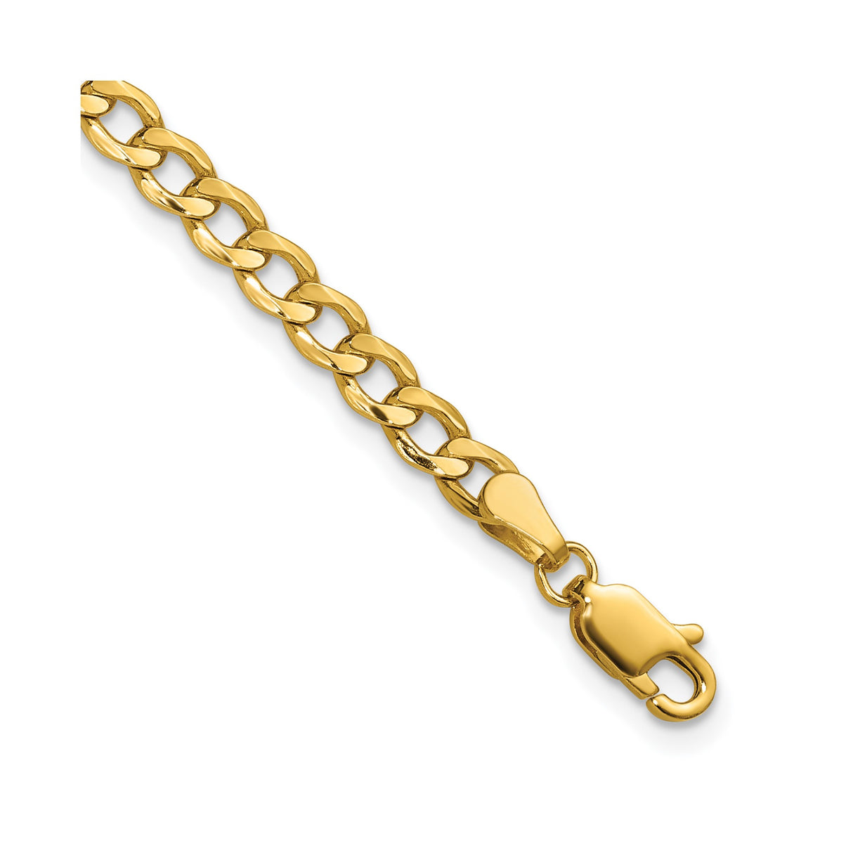 10K Yellow Gold 4.3 mm Curb Chain Bracelet, Polished shown for scale