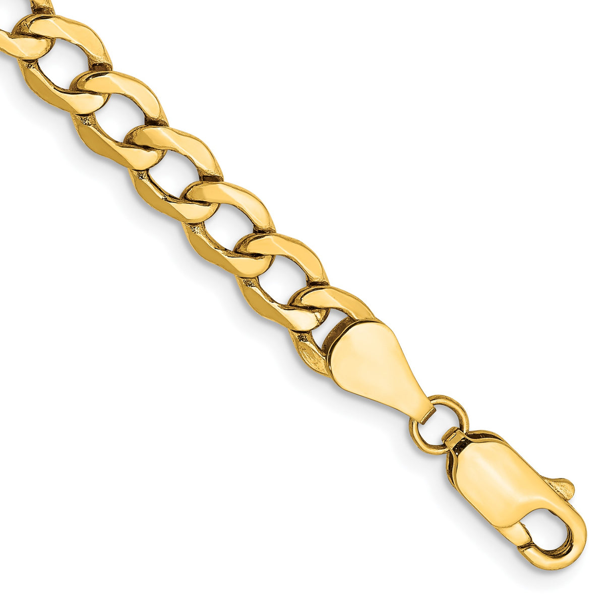 10K Yellow Gold 5.25 mm Curb Chain Bracelet, Polished detail view