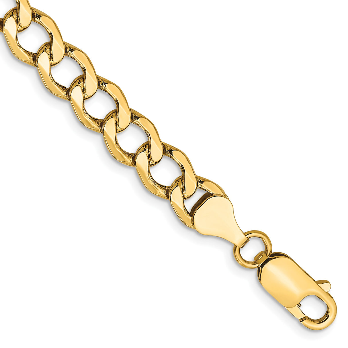 10K Yellow Gold 6.5 mm Curb Chain Anklet, Polished
