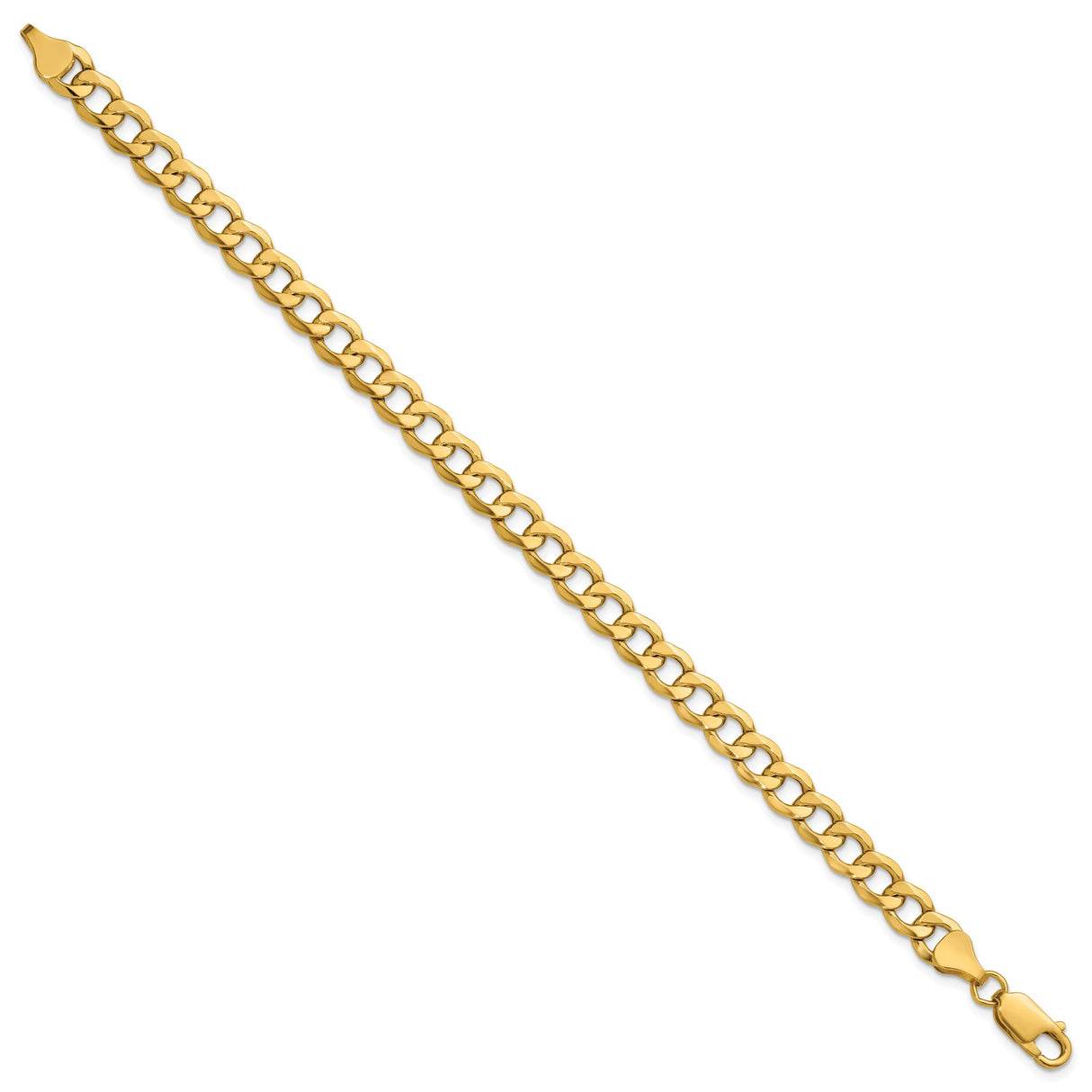 10K Yellow Gold 6.5 mm Curb Chain Anklet, Polished alternate angle