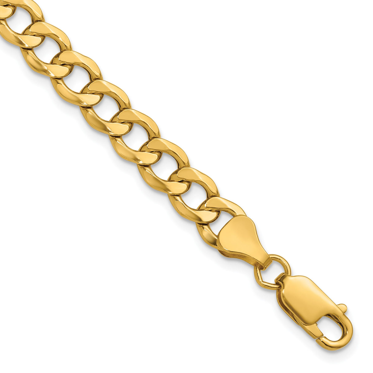 10K Yellow Gold 6.5 mm Curb Chain Necklace, Polished detail view