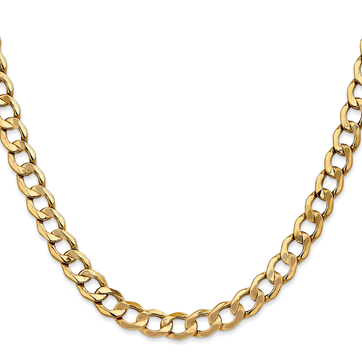 10K Yellow Gold 7 mm Curb Chain Necklace, Polished