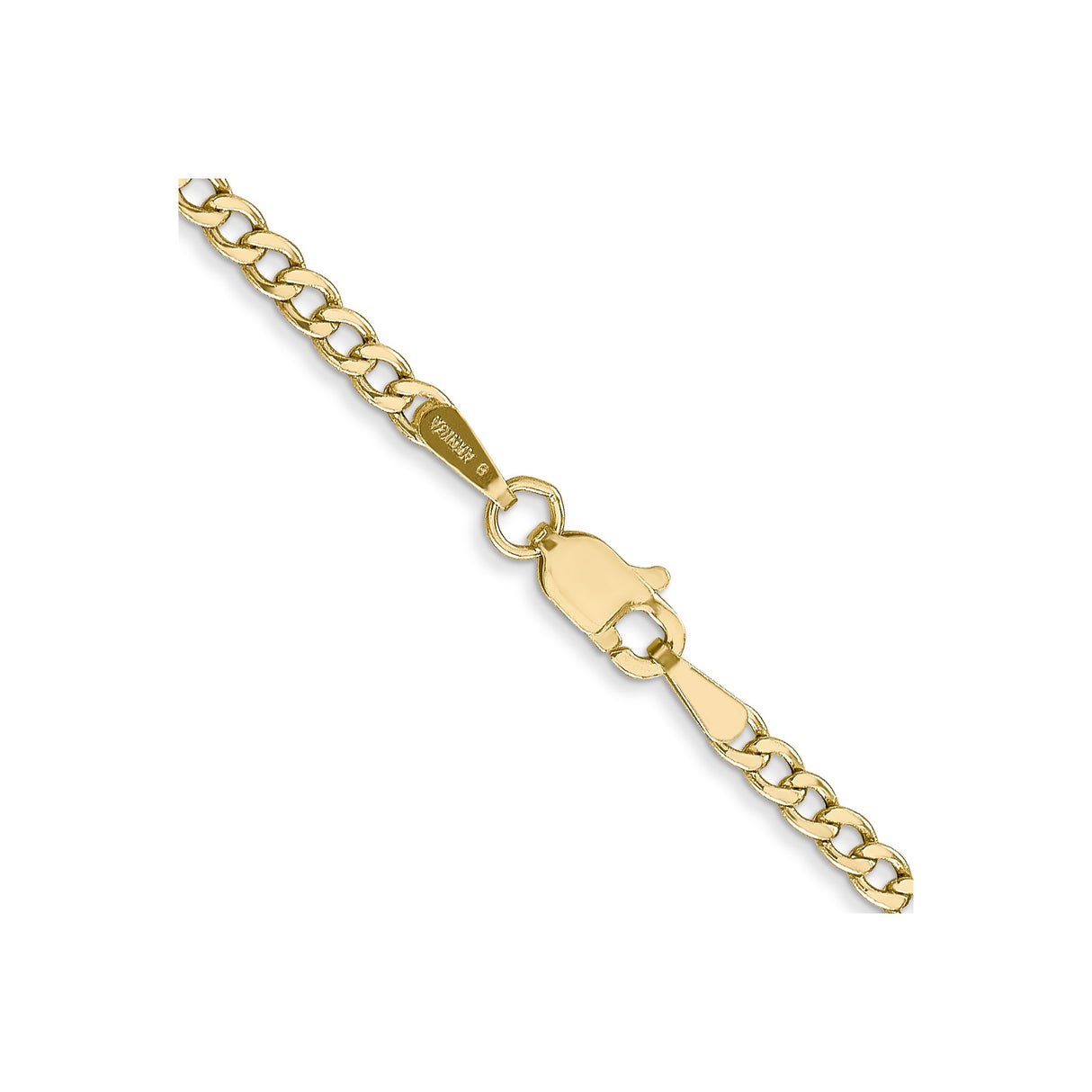 10K Yellow Gold 2.5 mm Curb Chain Necklace, Polished alternate angle