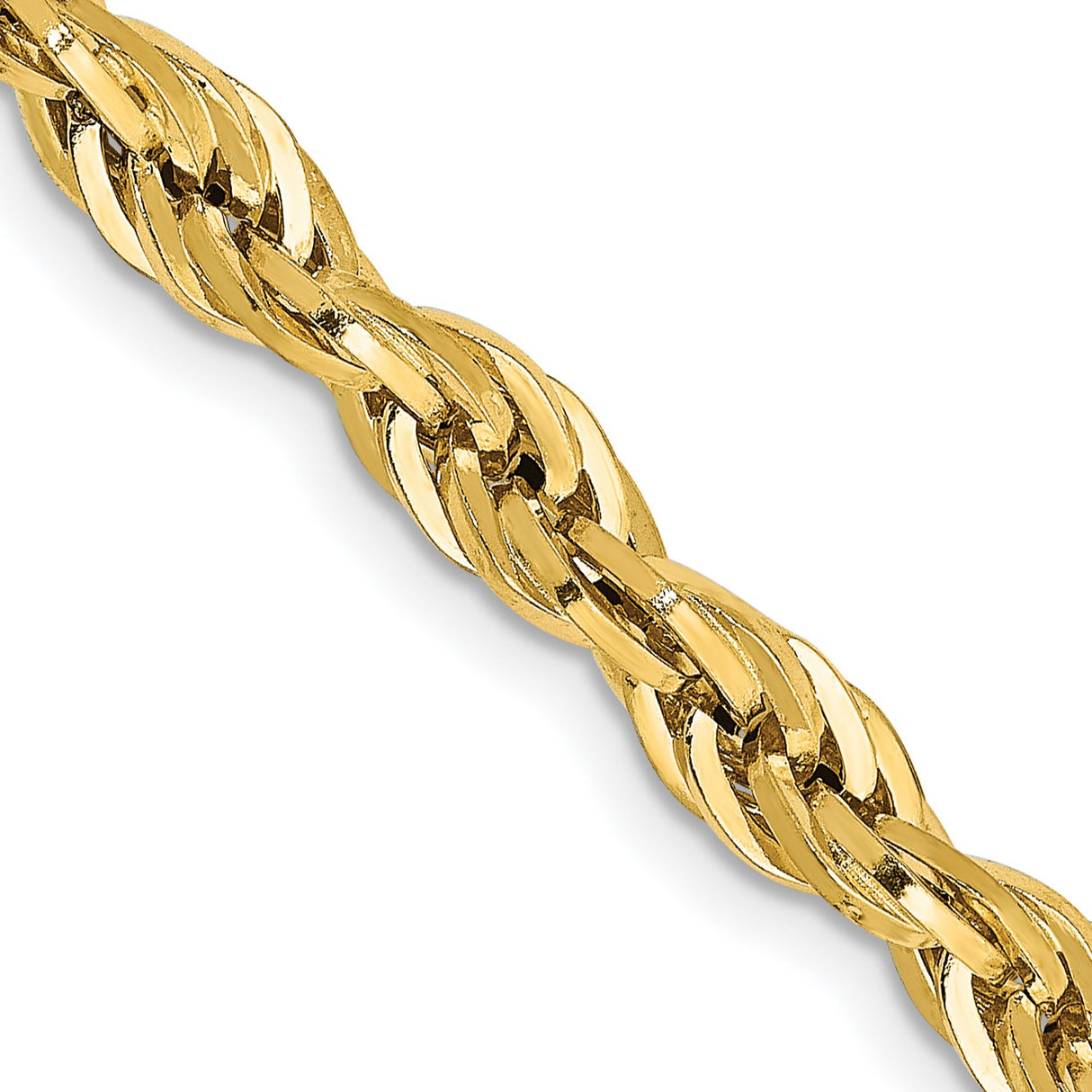 10K Yellow Gold 4.75 mm Rope Chain Necklace, Polished detail view