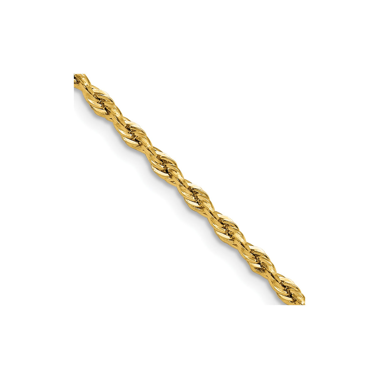 10K Yellow Gold 2.5 mm Rope Chain Necklace, Polished detail view