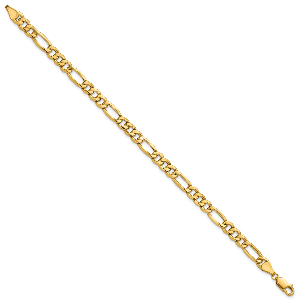 10K Yellow Gold 6.25 mm Figaro Chain Bracelet, Polished alternate angle