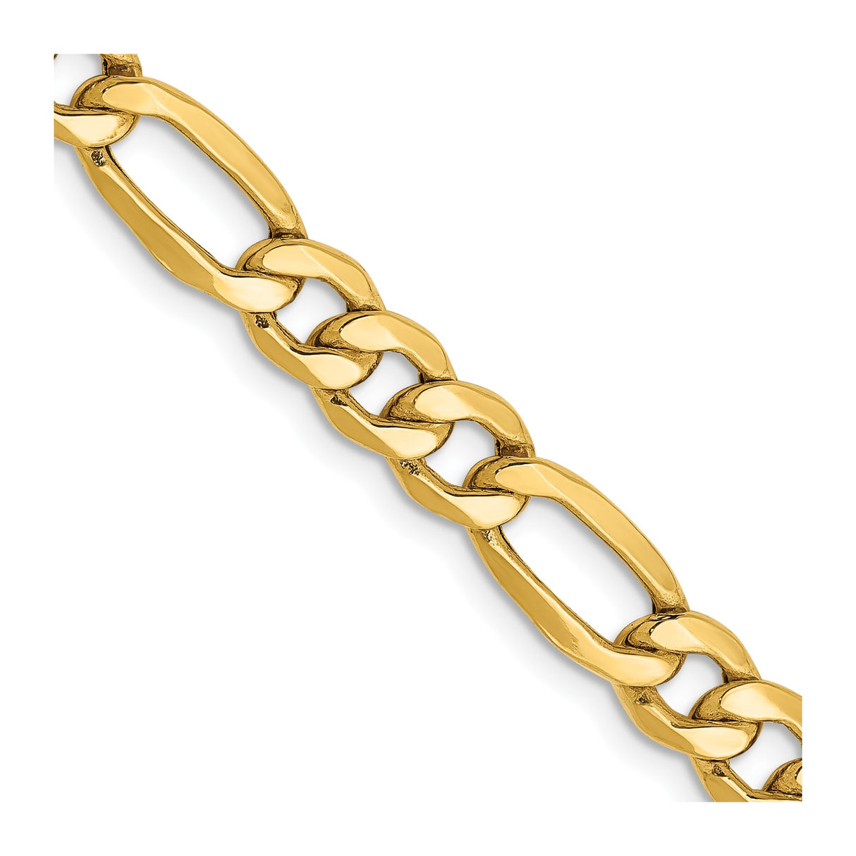 10K Yellow Gold 6.25 mm Figaro Chain Necklace, Polished detail view