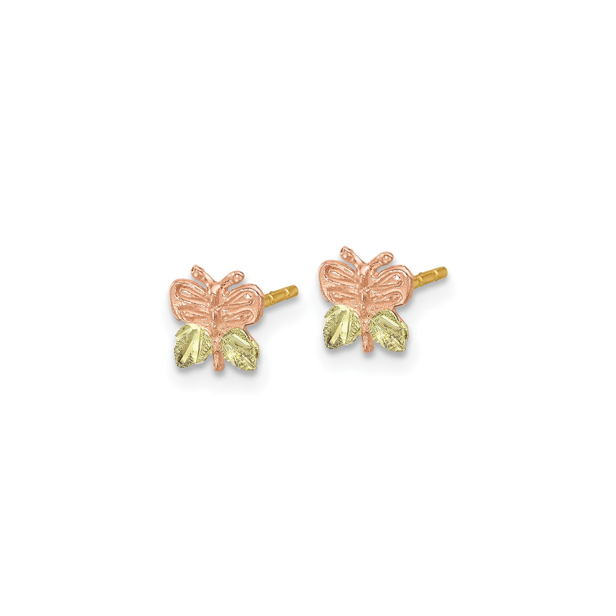 10k Tri Color Gold Butterfly Stud Earrings in Rose, Yellow, and White Tones for Women