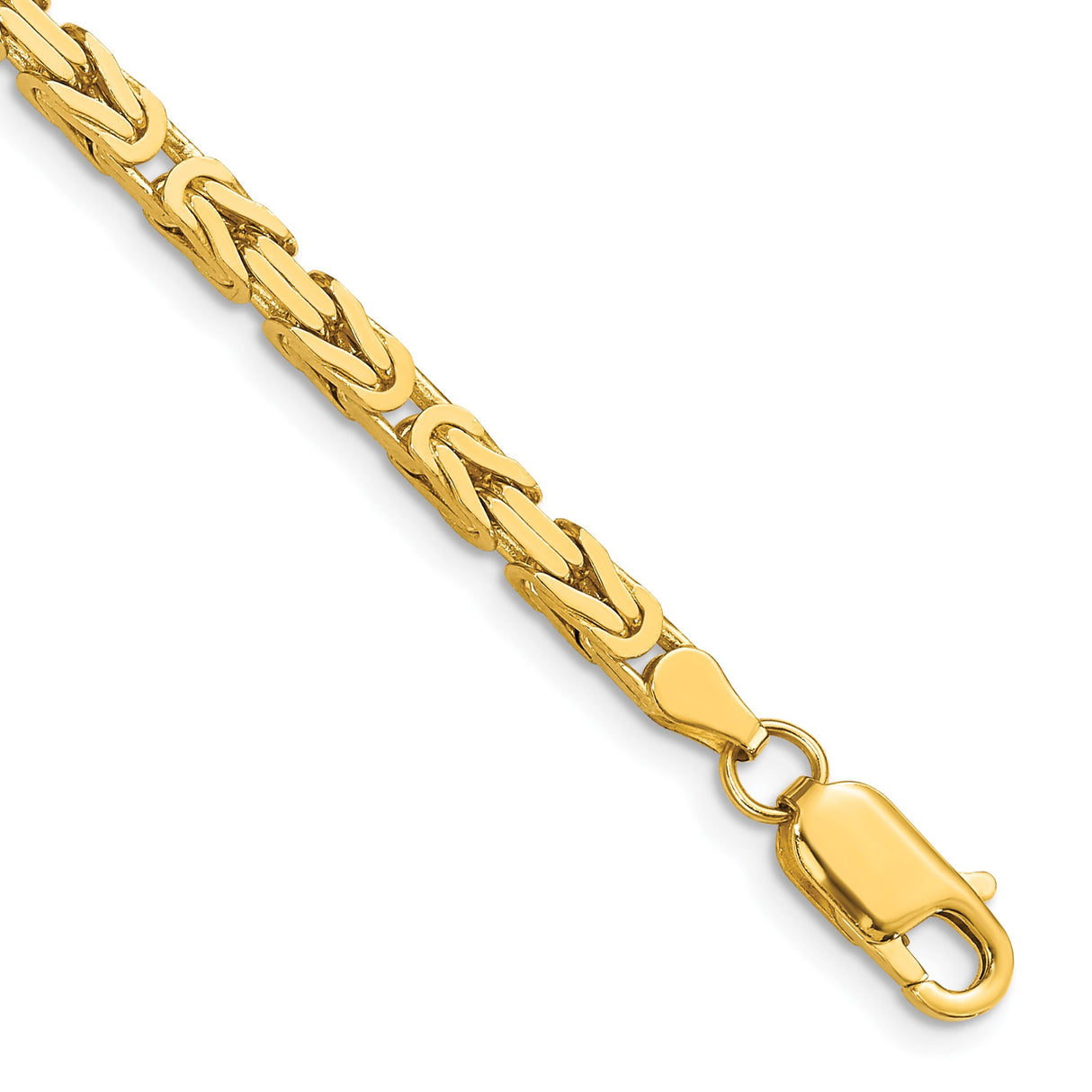 10K Yellow Gold 3.25 mm Polished Chain Bracelet, Solid shown for scale