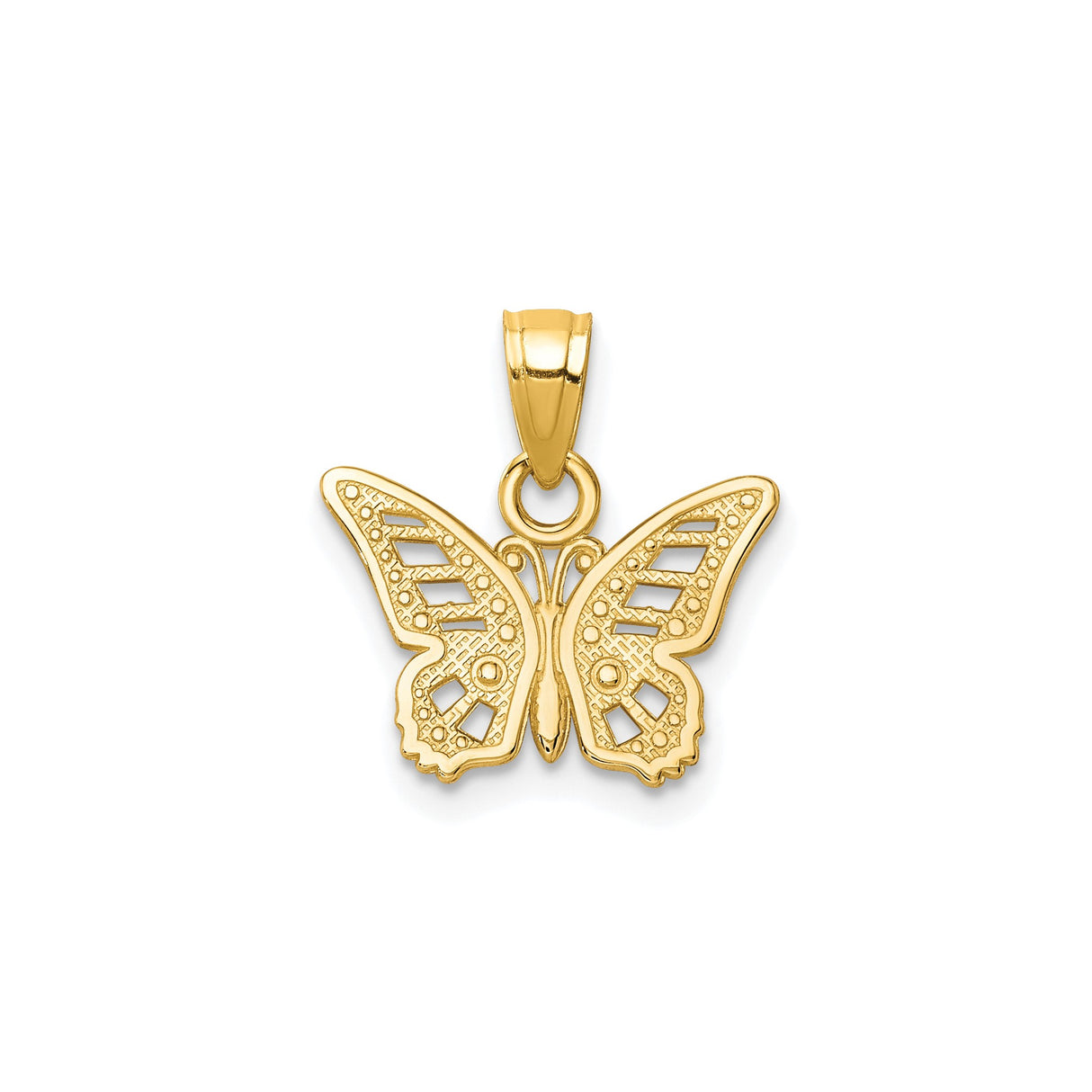 10k Yellow Gold Butterfly Pendant with Cutout Wings, Nature-Inspired Charm for Women