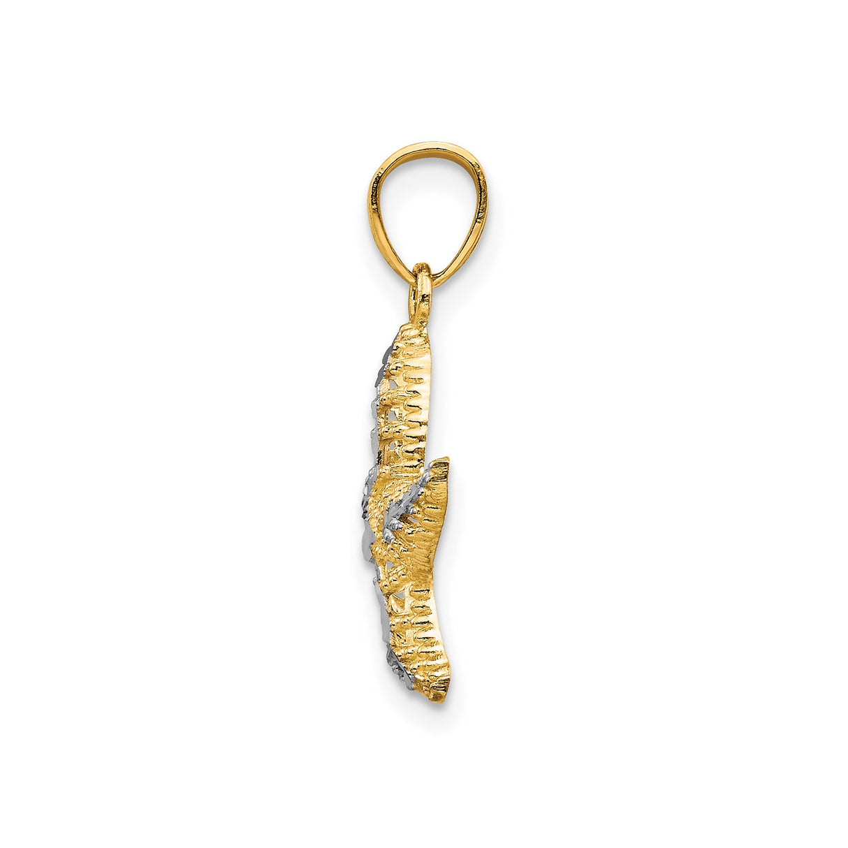 10k Multi-Tone Gold Starfish Pendant with Rhodium Accent and Filigree Design