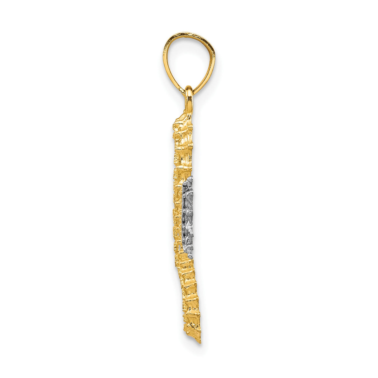 10k Multi-Tone Gold Seahorse Pendant with Openwork Design and Stone Eye for Women