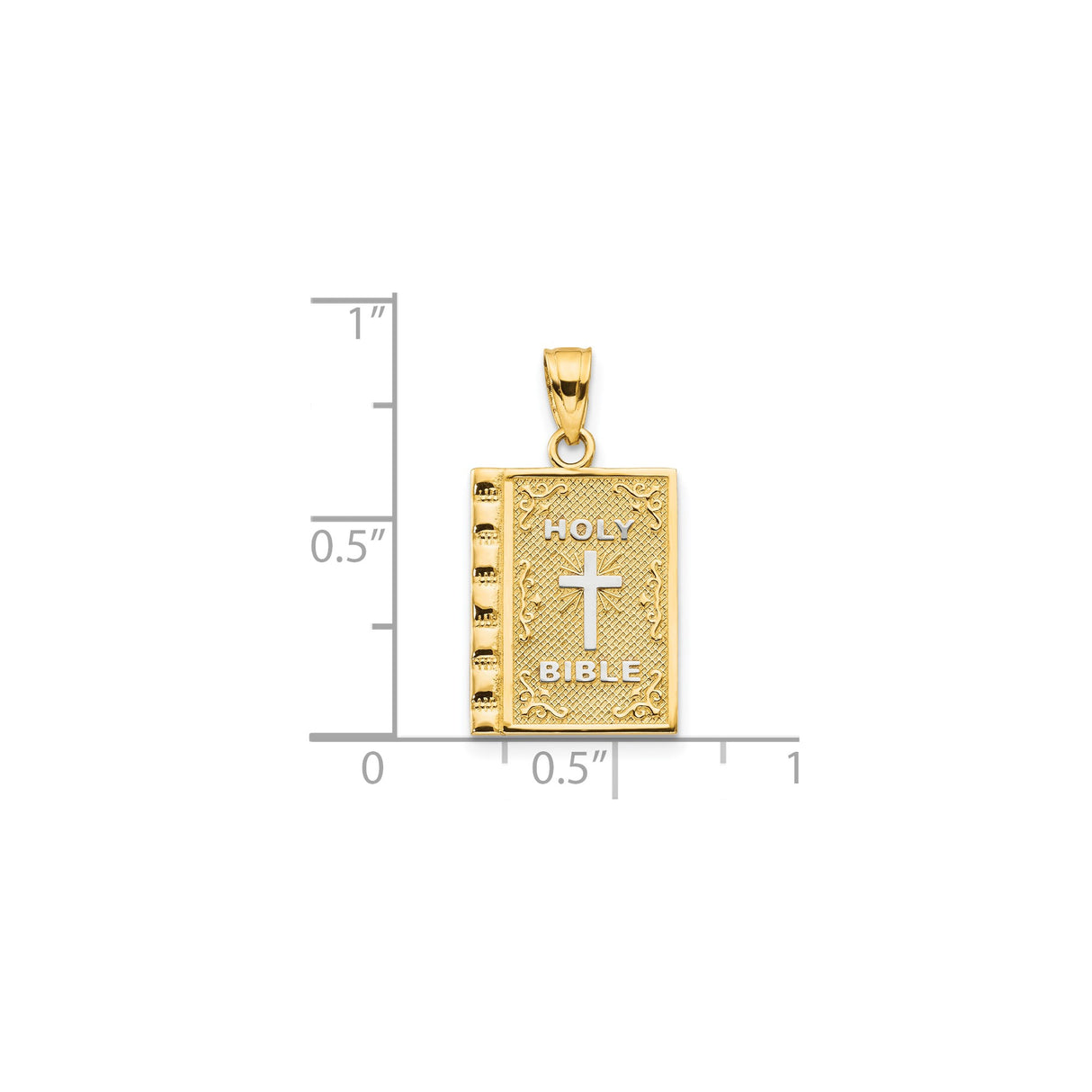 10k Multi-Tone Gold Holy Bible Pendant with Cross Scripture Symbol, Religious Christian Jewelry