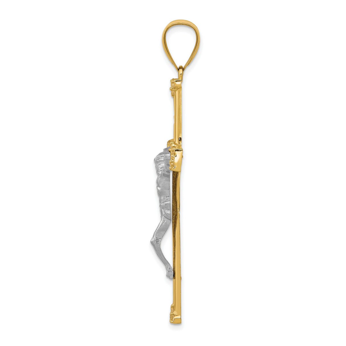 10k Multi-Tone Gold Crucifix Cross Pendant with Cubic Zirconia, Jesus Figure, Religious Charm