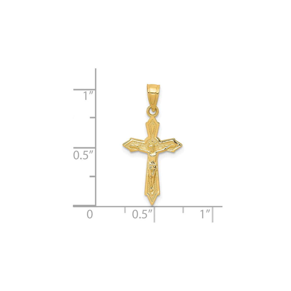 10k Yellow Gold Crucifix Cross Pendant with Latin Cross Design and Beveled Edges