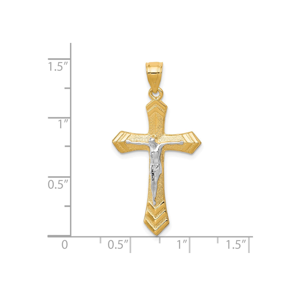 10k Multi-Tone Gold Crucifix Pendant with Sculpted Christ Figure, Religious Cross Charm