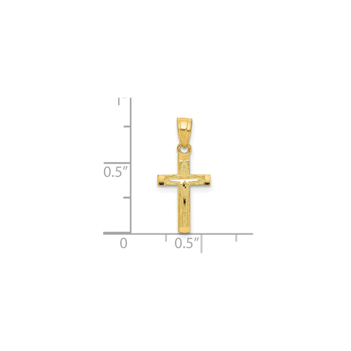 10k Yellow Gold Cross Pendant, Diamond Cut Polished Textured Starburst Design for Men and Women