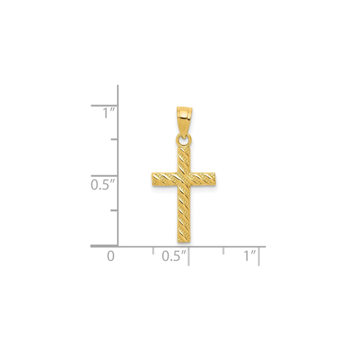 10k Yellow Gold Cross Pendant with Textured Detail, Classic Religious Design for Men and Women