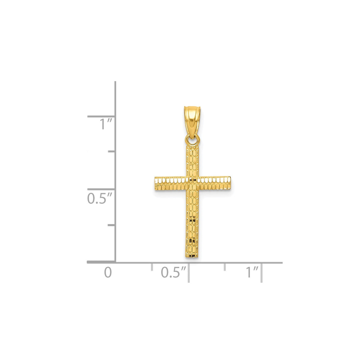 10k Yellow Gold Cross Pendant with Textured Design and Polished Finish for Men and Women