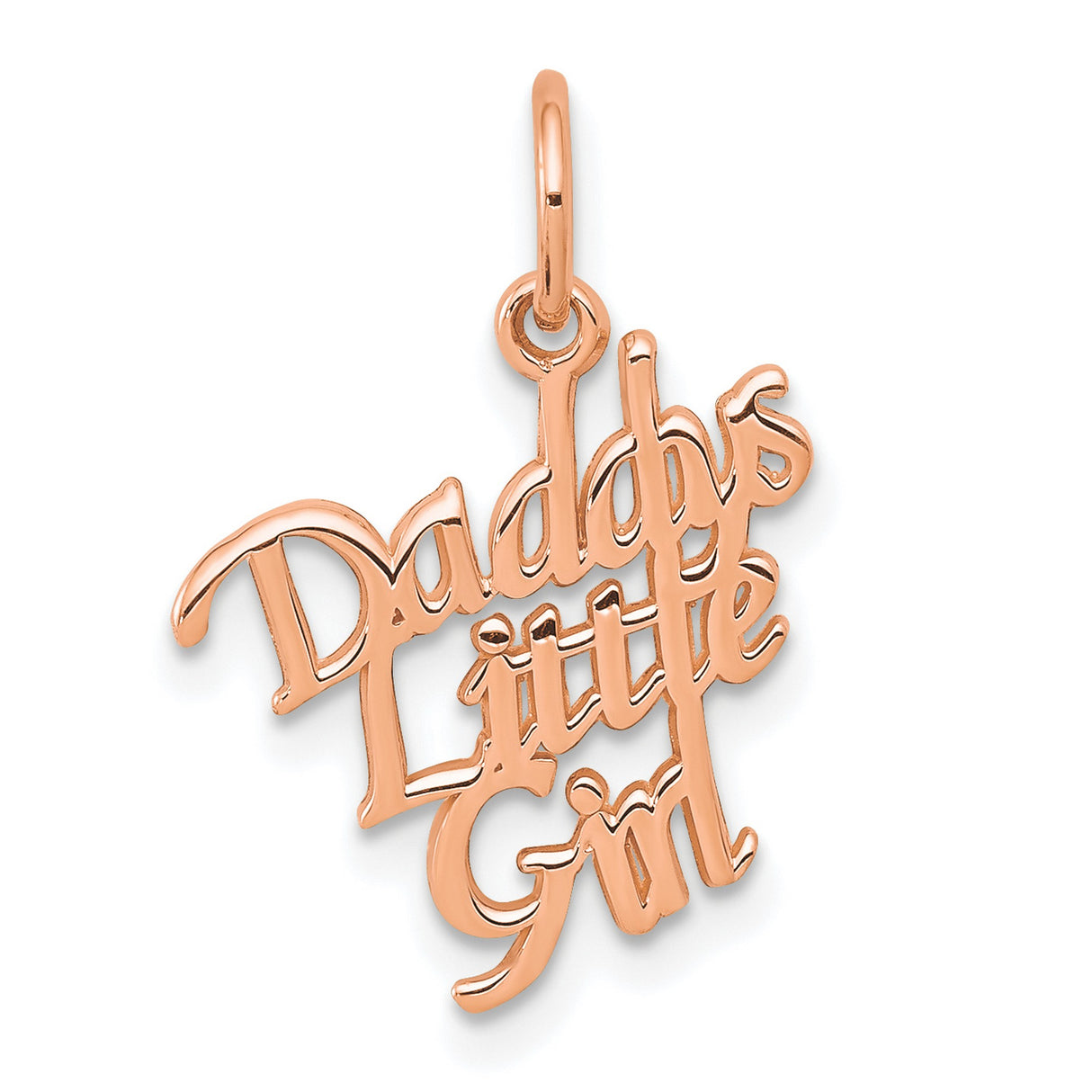 DADDYS LITTLE GIRL Charm Pendant in Real 10k Rose Gold
