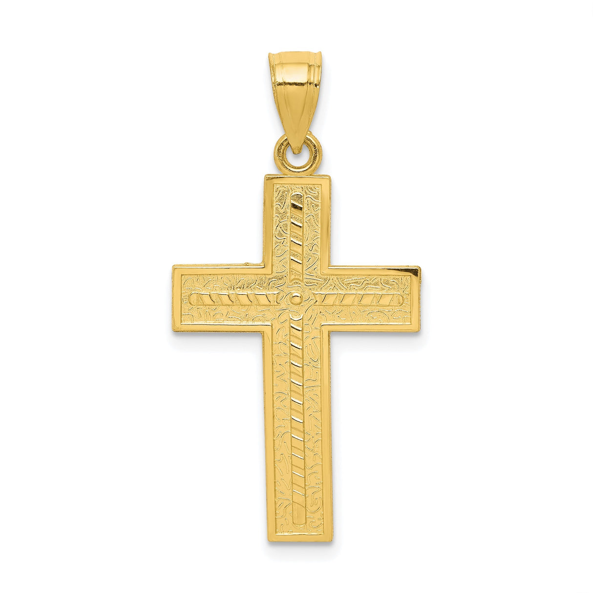 10k Yellow Gold Cross Pendant, Fine Detail Faith Symbol Religious Charm for Men and Women