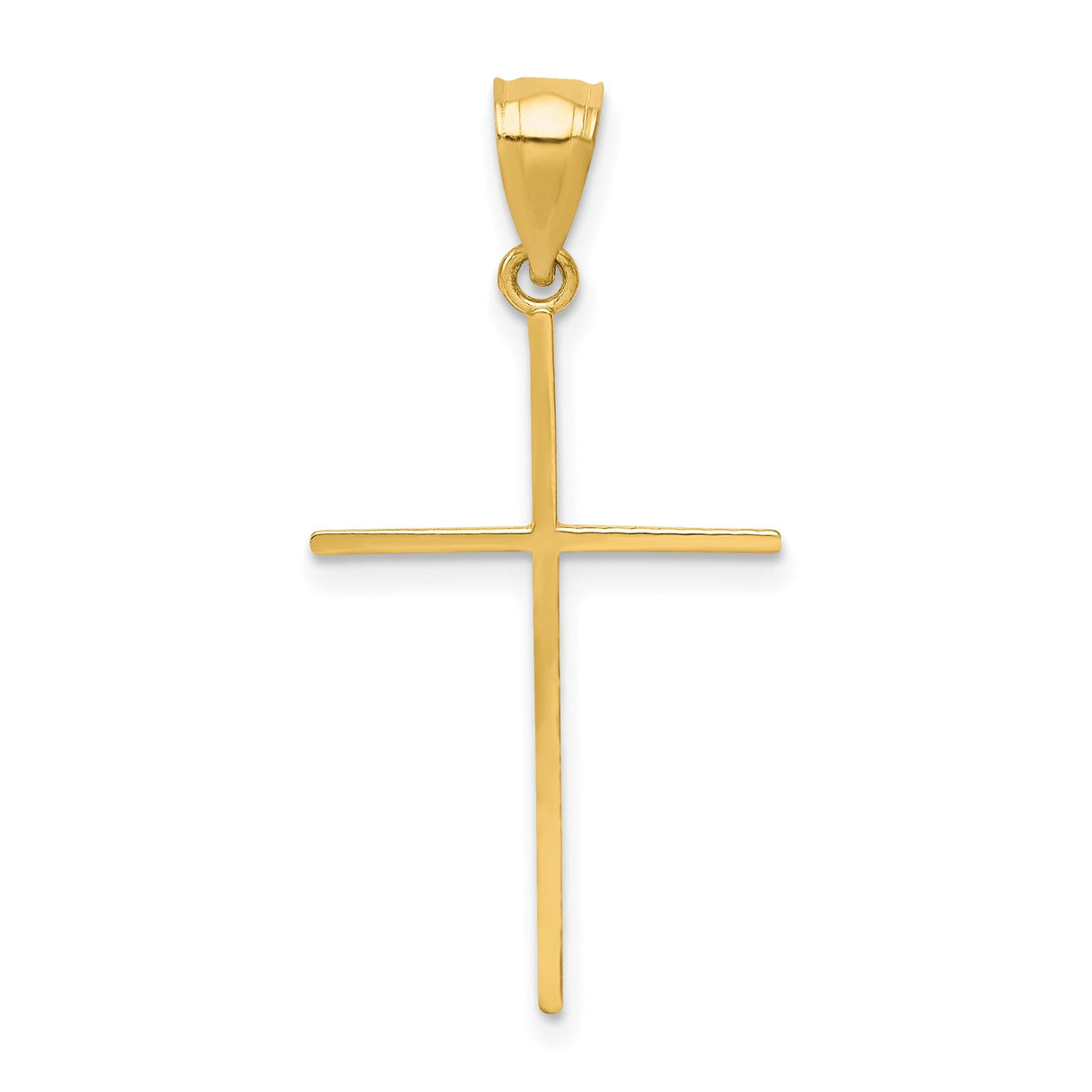 10k Yellow Gold Cross Pendant, Sleek Religious Charm with Modern Faith Symbol Design, Unisex