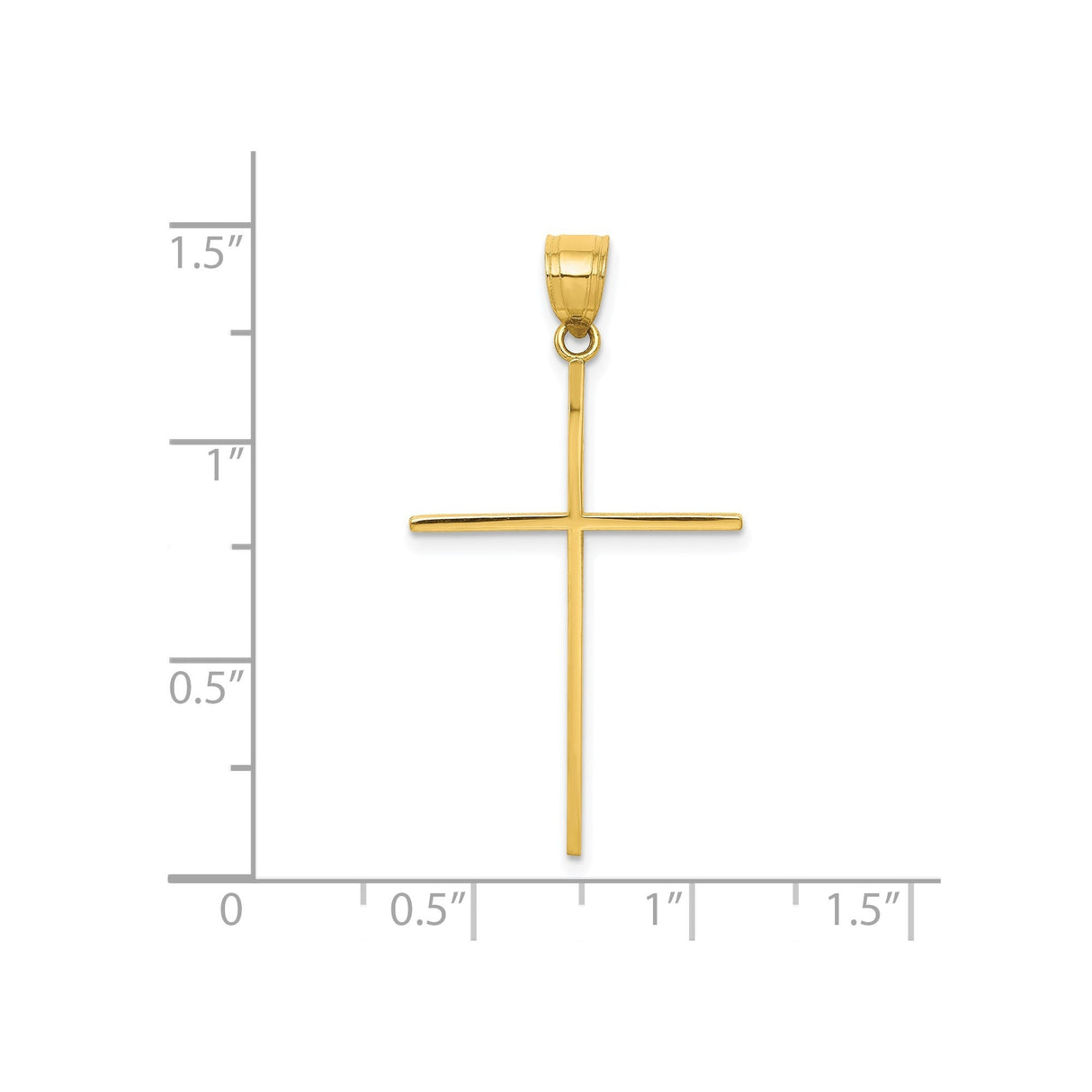10k Yellow Gold Cross Pendant, Minimalist Polished Design for Men and Women