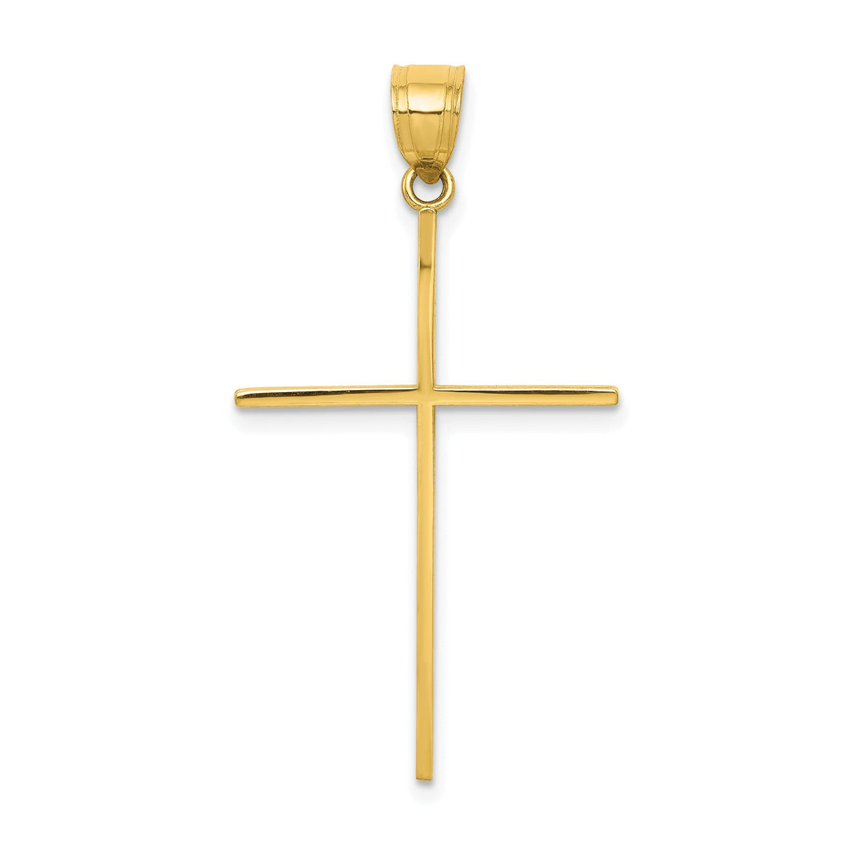 10k Yellow Gold Cross Pendant, Minimalist Polished Design for Men and Women