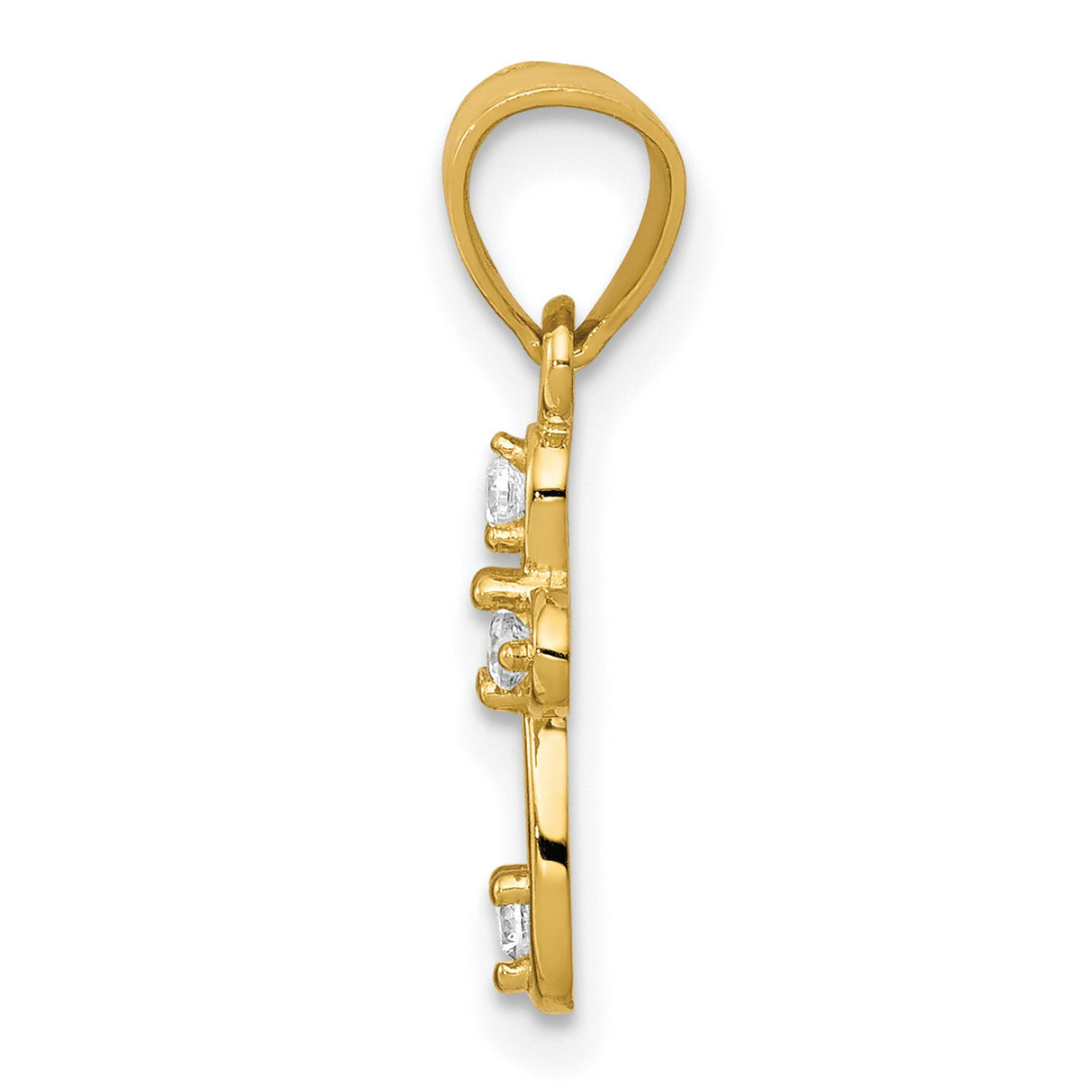 10k Yellow Gold Cross Pendant with Cubic Zirconia, Polished Religious Charm for Men and Women