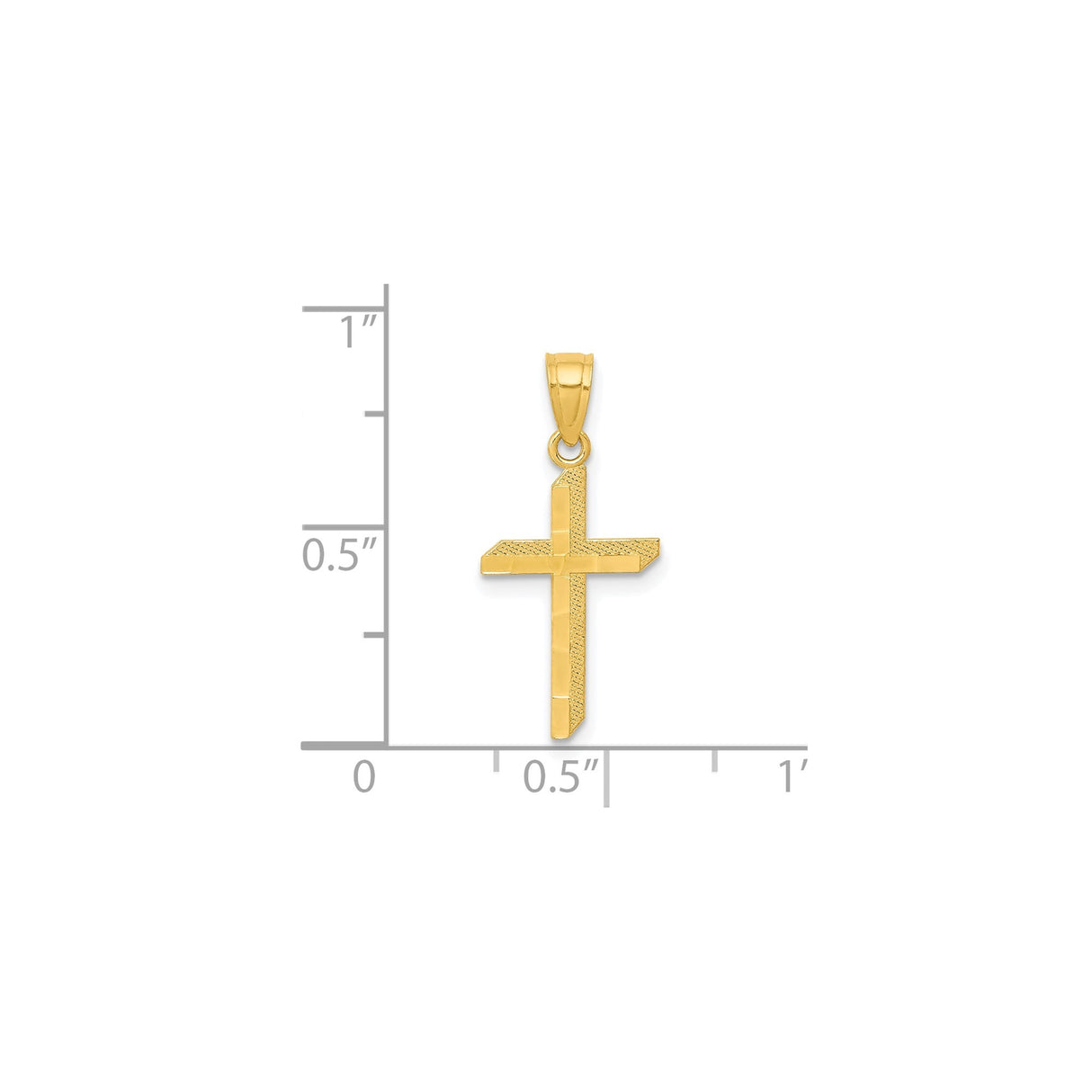 10k Yellow Gold Cross Pendant with Beveled Edges and Polished Finish for Men and Women