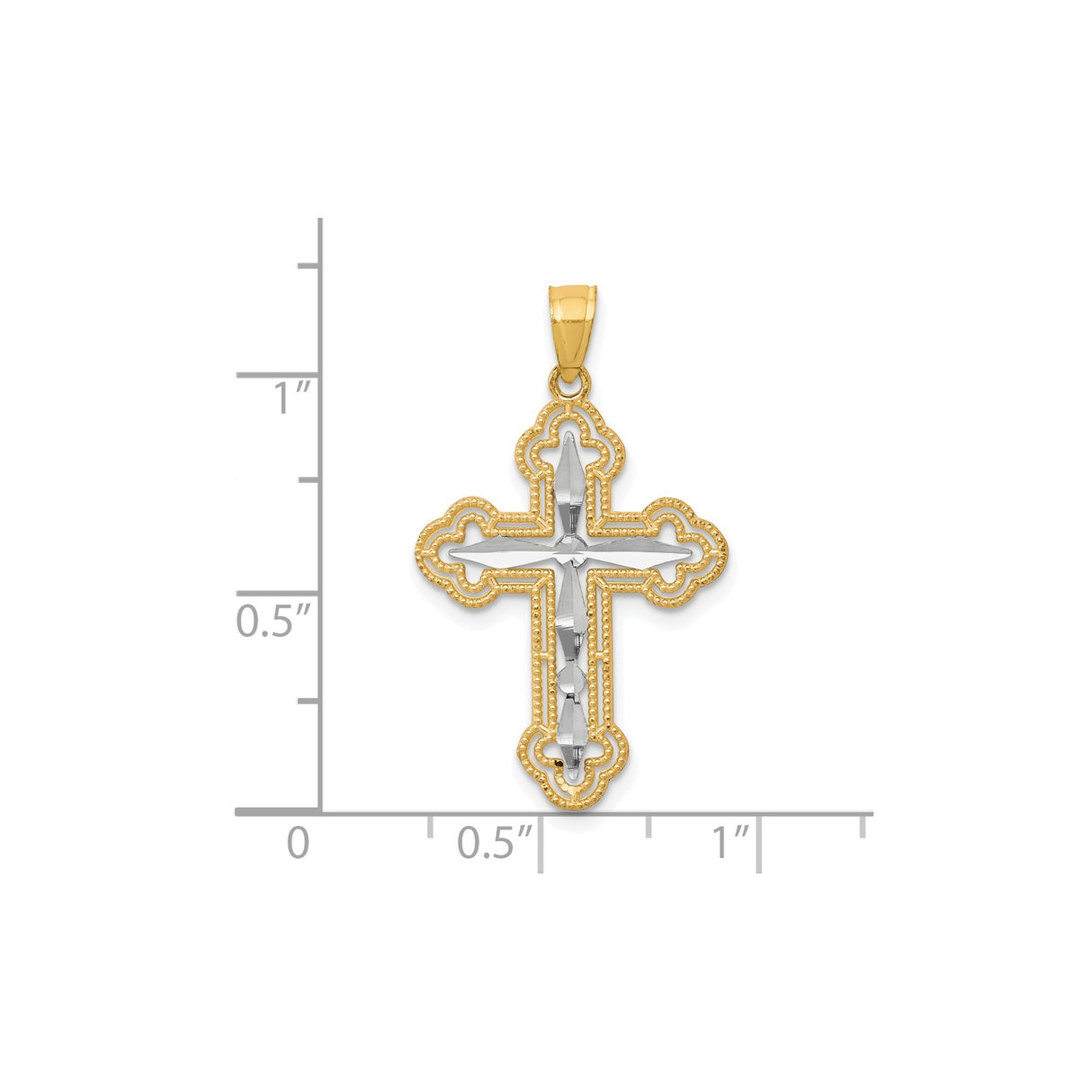 10k Two-Tone Gold Cross Pendant with Diamond-Cut Gothic Design for Men and Women