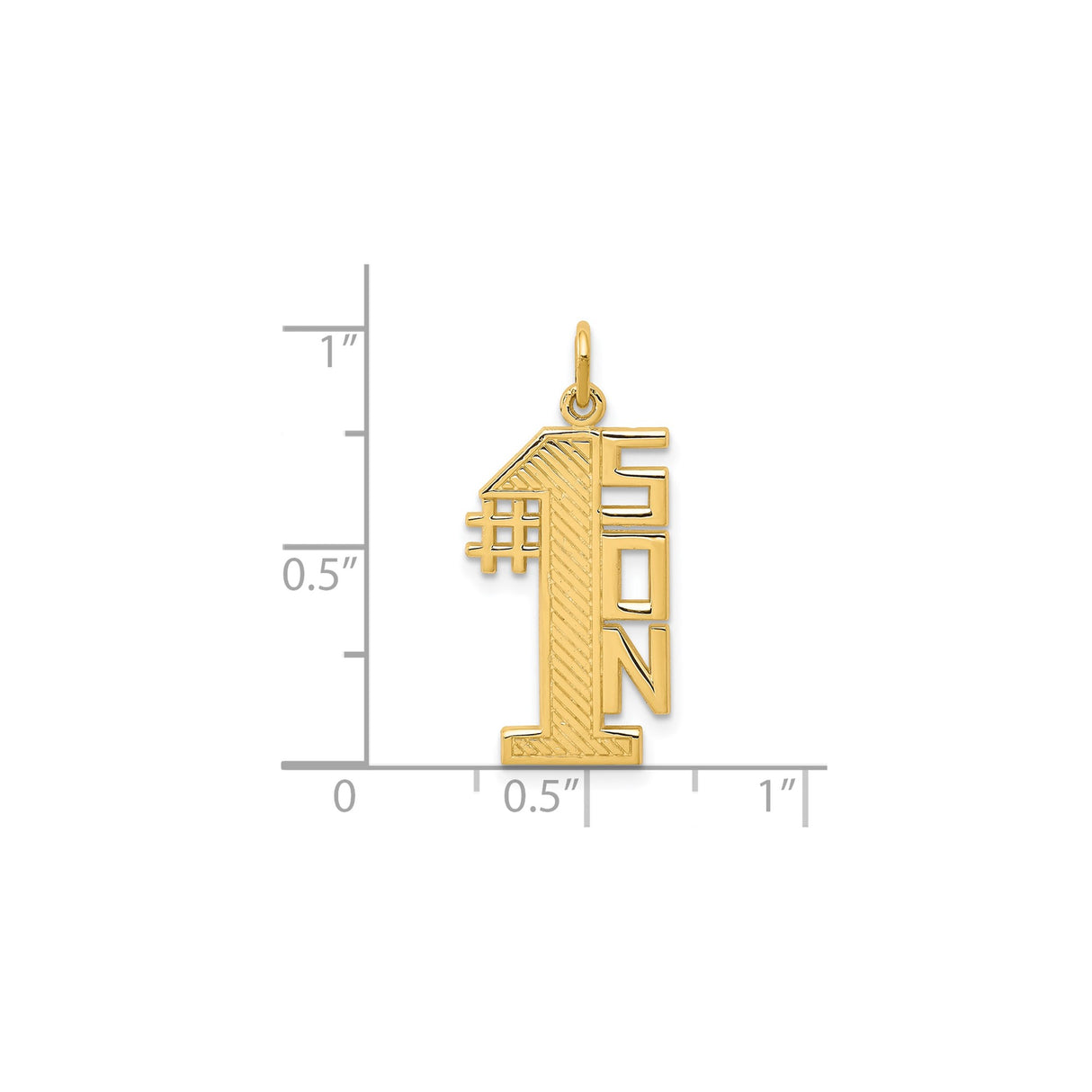 10k Yellow Gold Pendant, Number One Son Design with Polished Finish and Bold Lettering