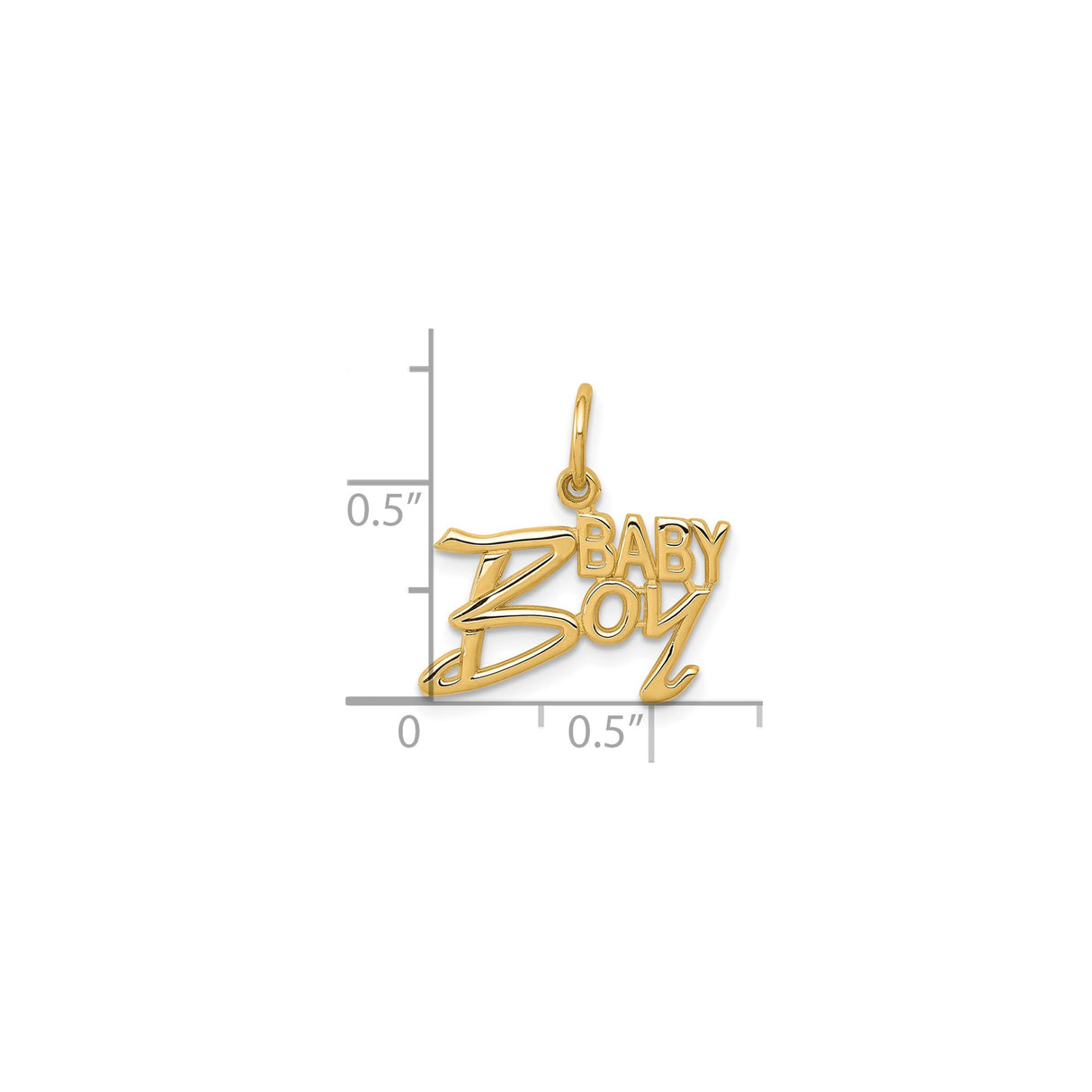 10k Yellow Gold Baby Boy Pendant, Bold Stylized Lettering, Sentimental Keepsake Charm