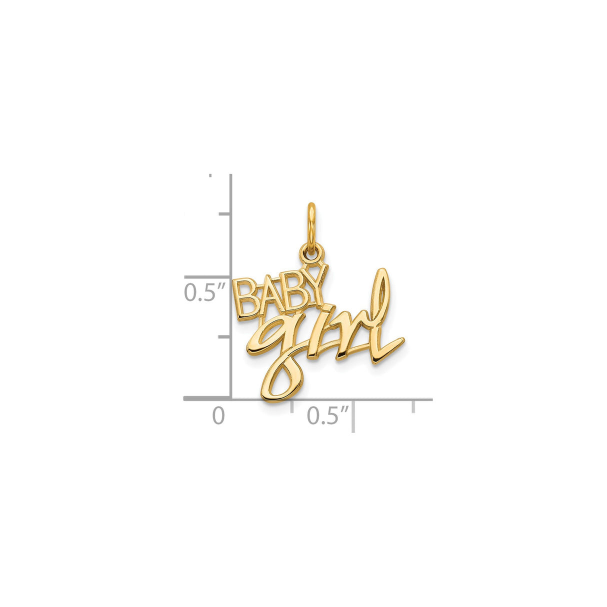10k Yellow Gold Baby Girl Pendant with Crown Accent, Script Name Charm