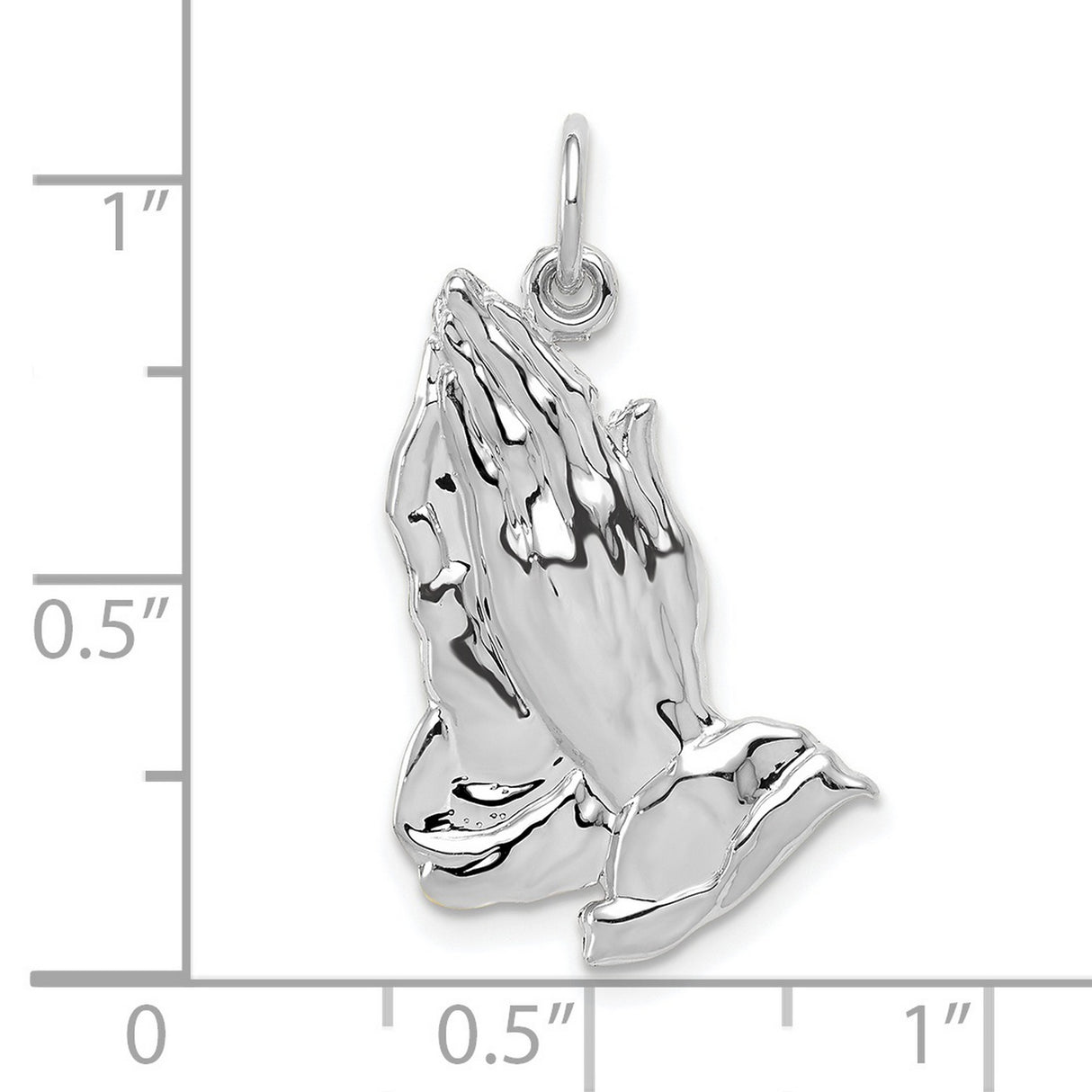 10k White Gold Praying Hands Pendant, Christian Religious Charm for Men and Women
