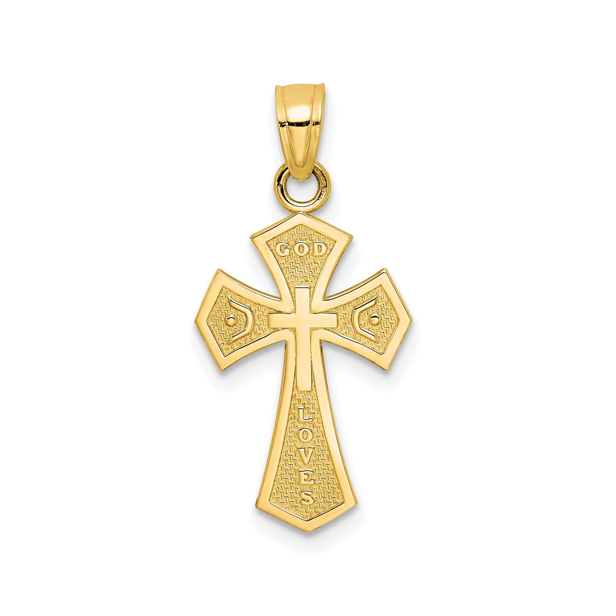 10k Yellow Gold Cross Pendant with Filigree and Heart Scroll Design