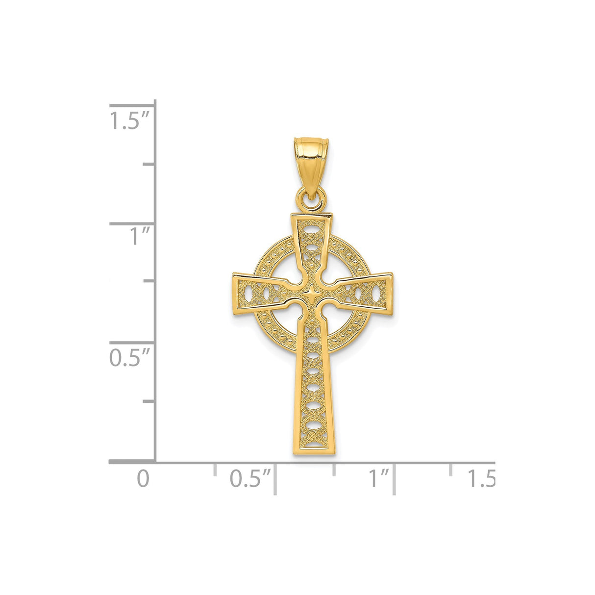 10k Yellow Gold Cross Pendant with Celtic Lattice Design and Halo Detail