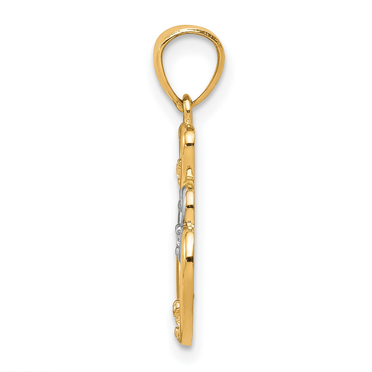 10k Multi-Tone Gold Triple Heart Pendant with Cubic Zirconia, Two-Tone Nested Heart Design