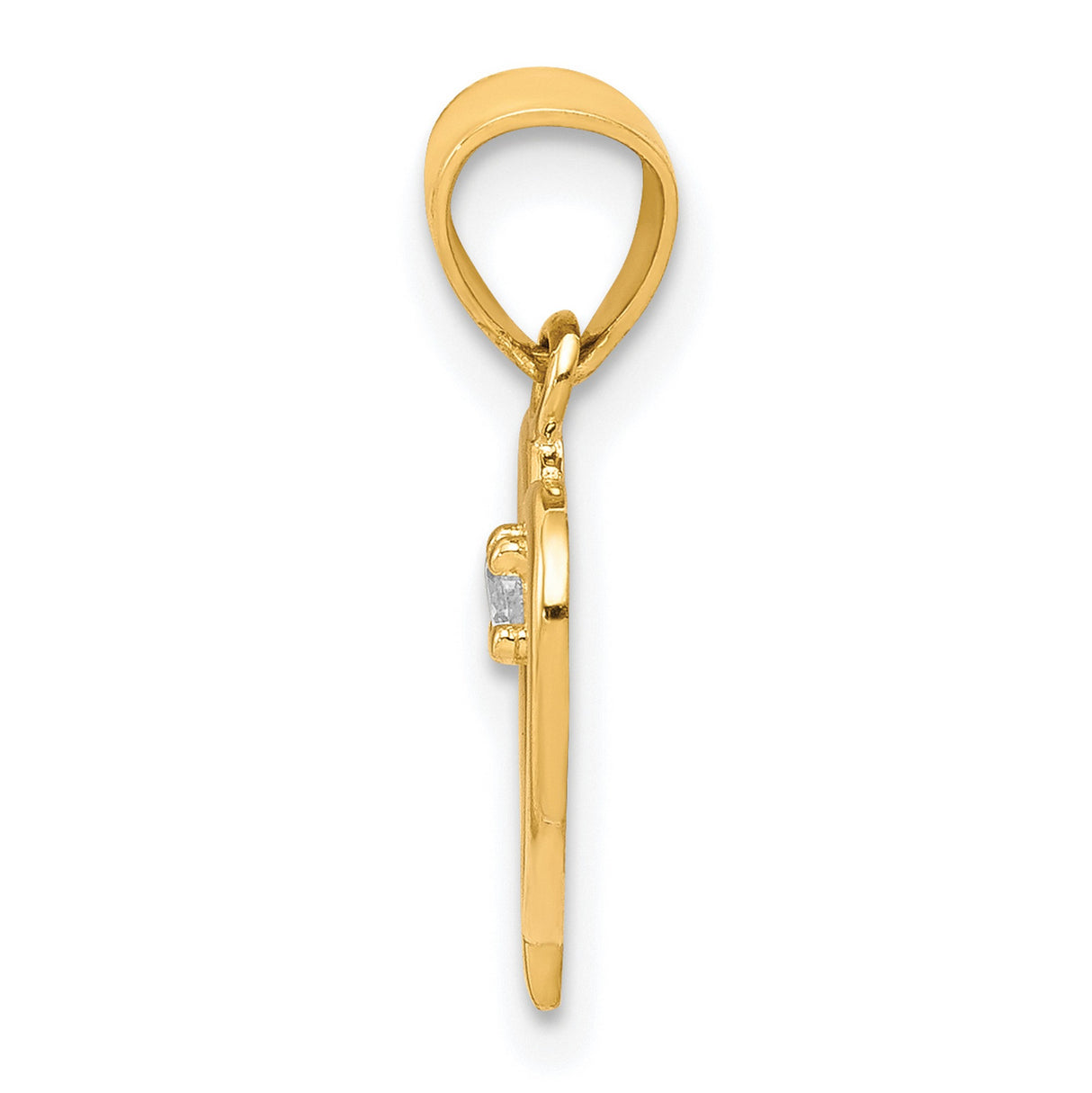 10k Yellow Gold Heart Pendant with Cubic Zirconia, Open Heart Design for Women