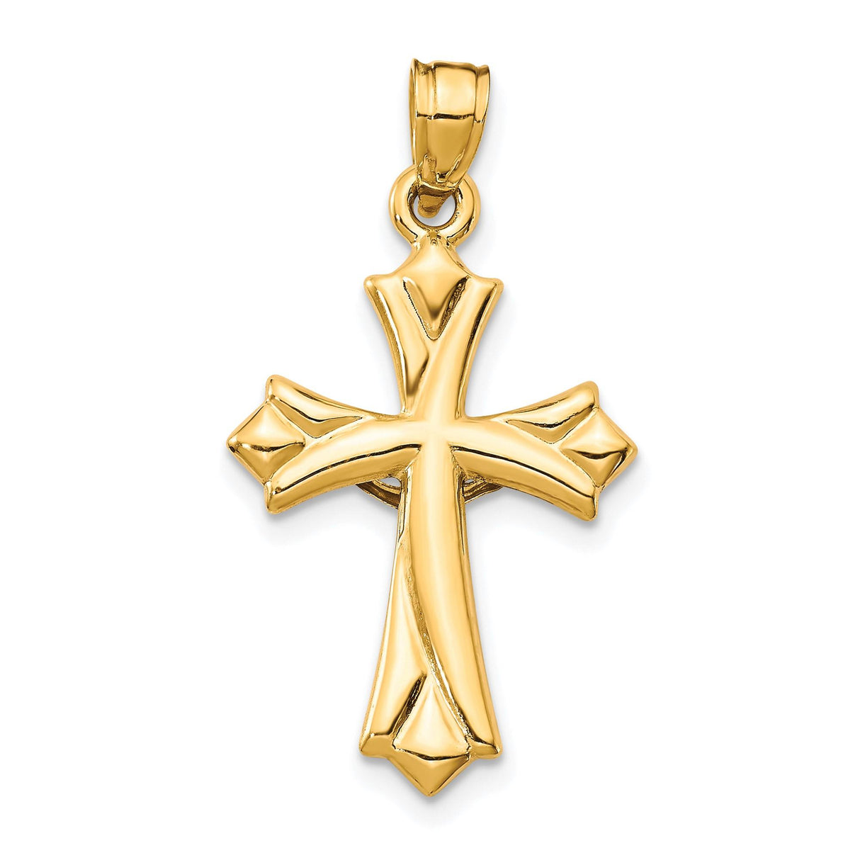 10k Yellow Gold Crucifix Cross Pendant, Reversible Polished Religious Jewelry for Men and Women
