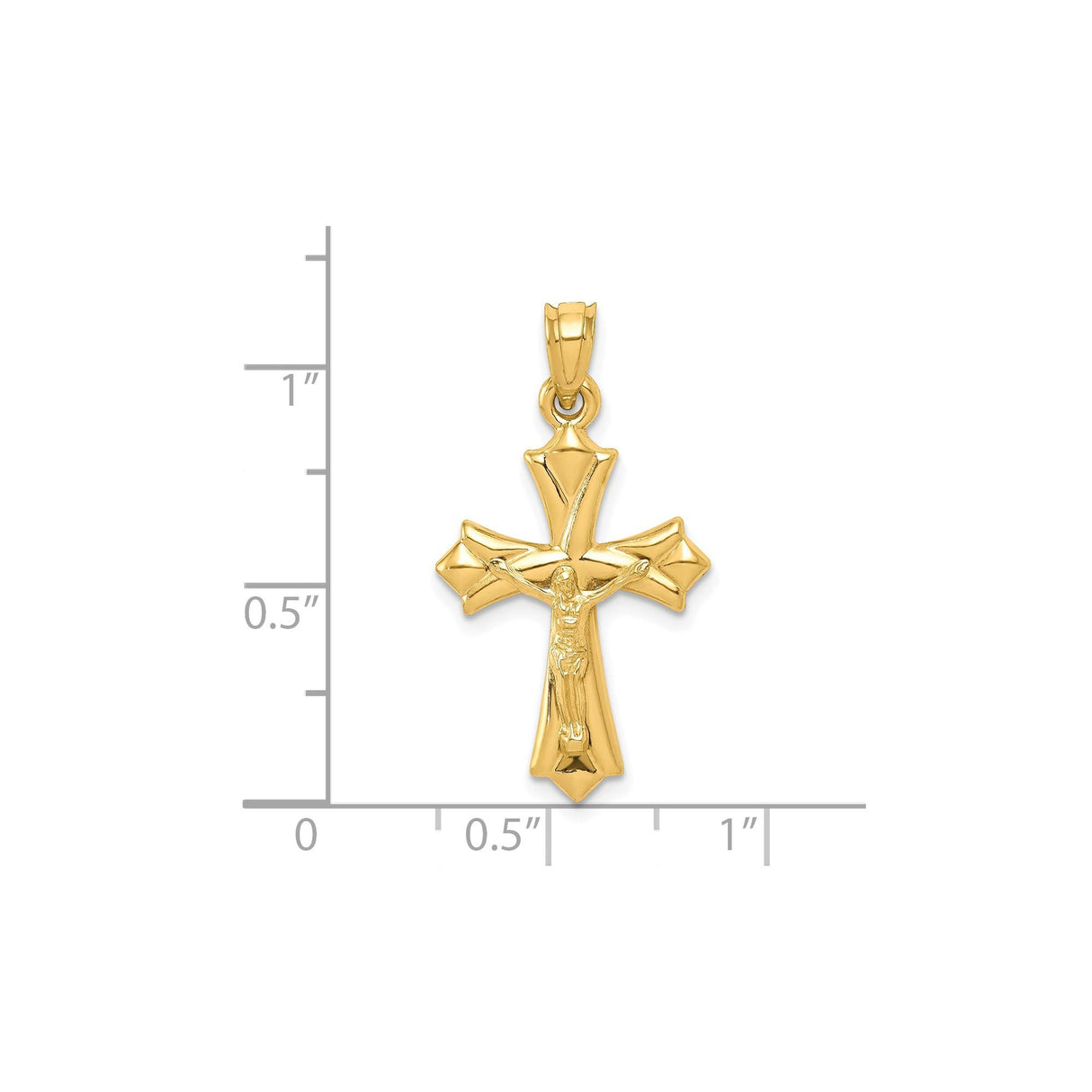 10k Yellow Gold Crucifix Cross Pendant, Reversible Polished Religious Jewelry for Men and Women