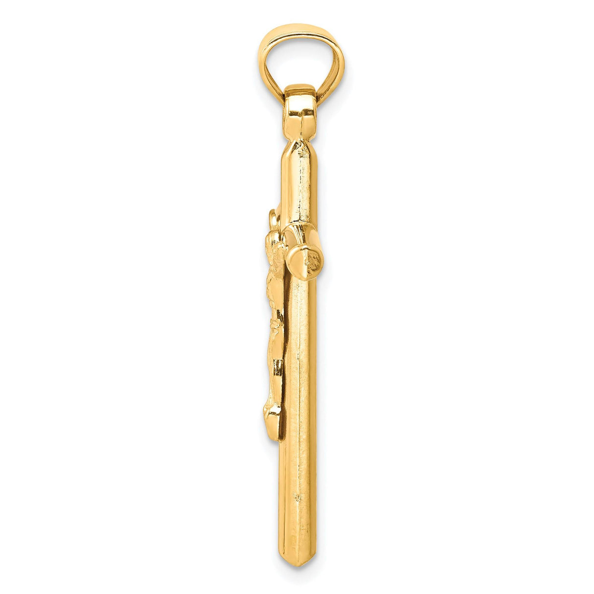 10k Yellow Gold Crucifix Pendant with INRI Jesus Figure, Catholic Religious Charm