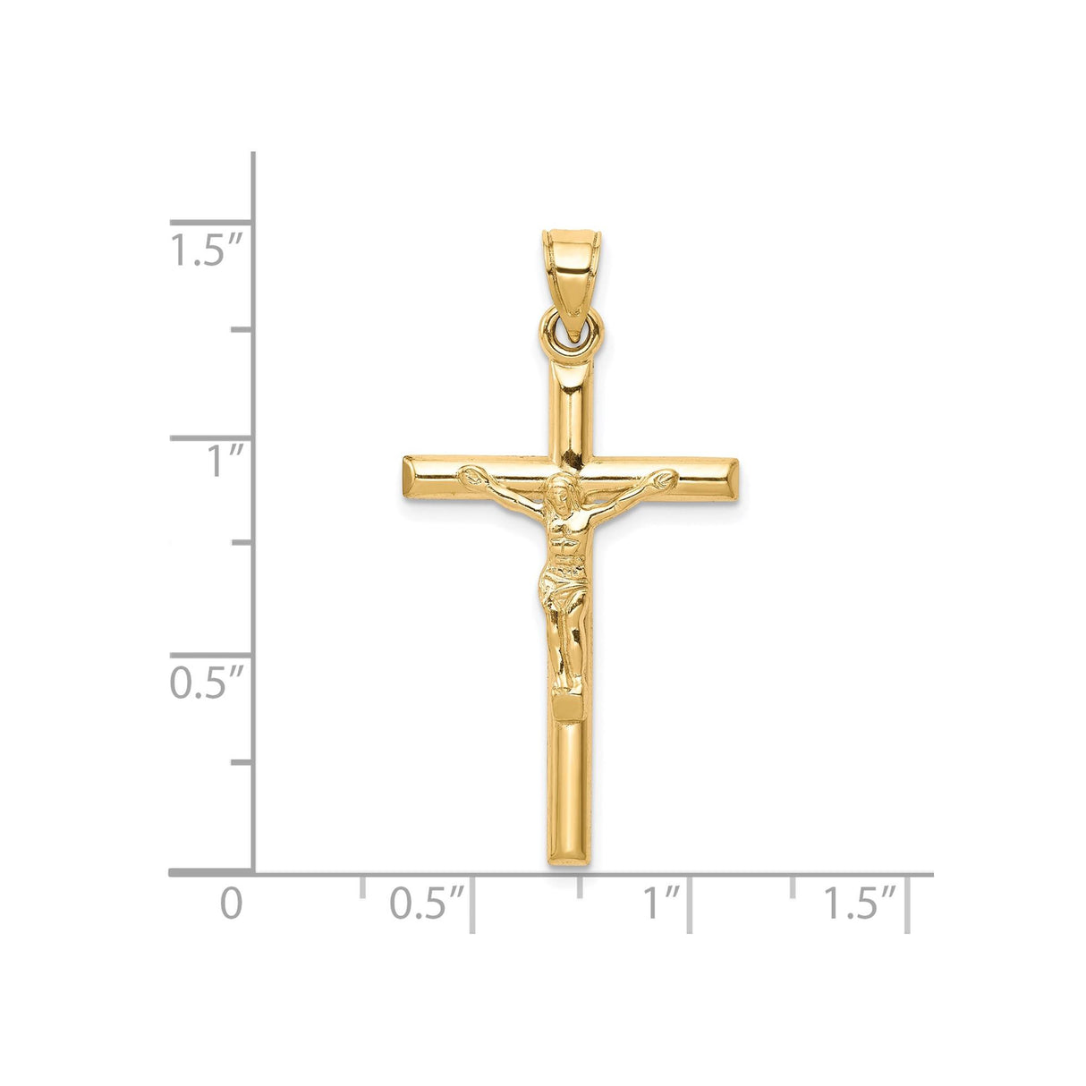 10k Yellow Gold Crucifix Pendant with INRI Jesus Figure, Catholic Religious Charm