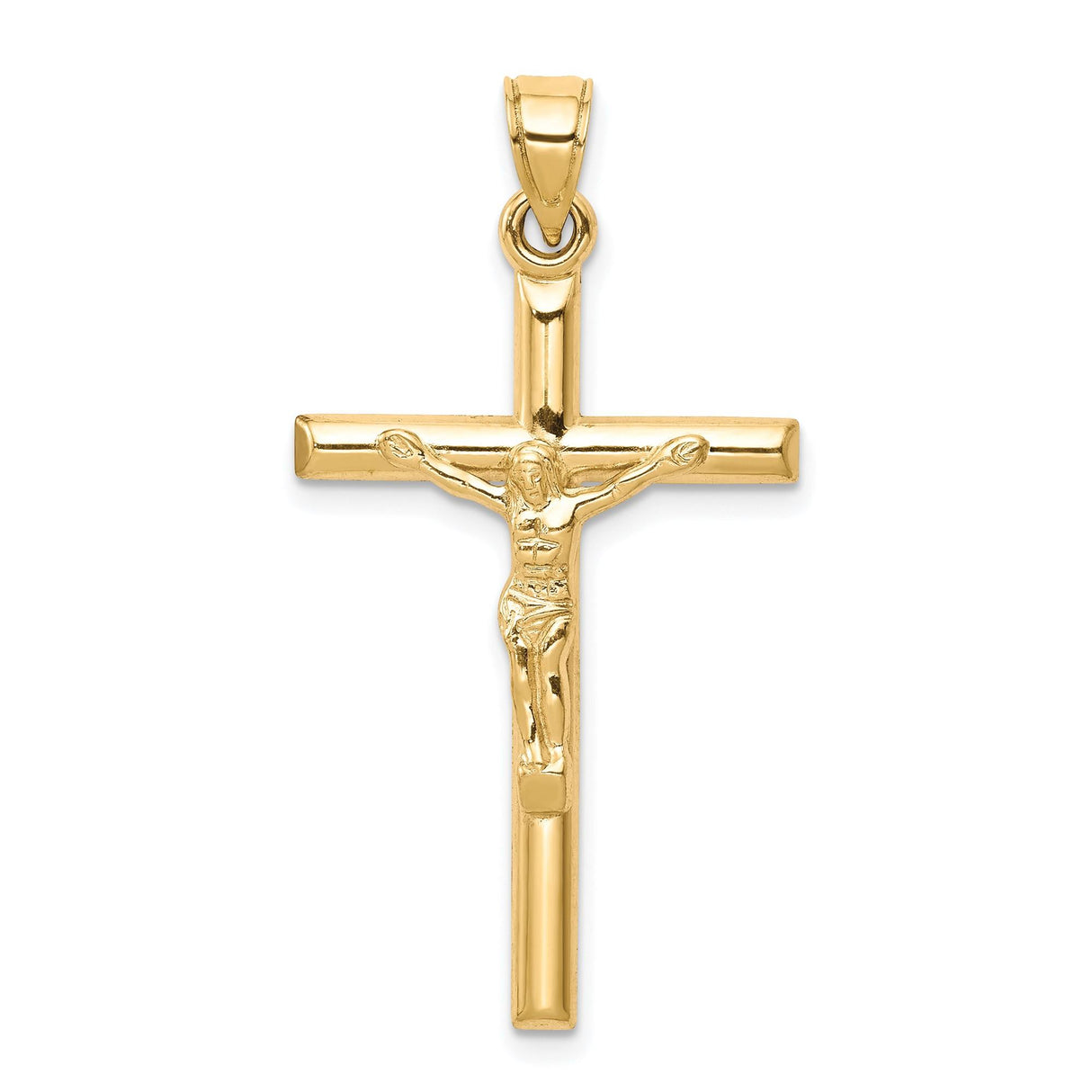 10k Yellow Gold Crucifix Pendant with INRI Jesus Figure, Catholic Religious Charm