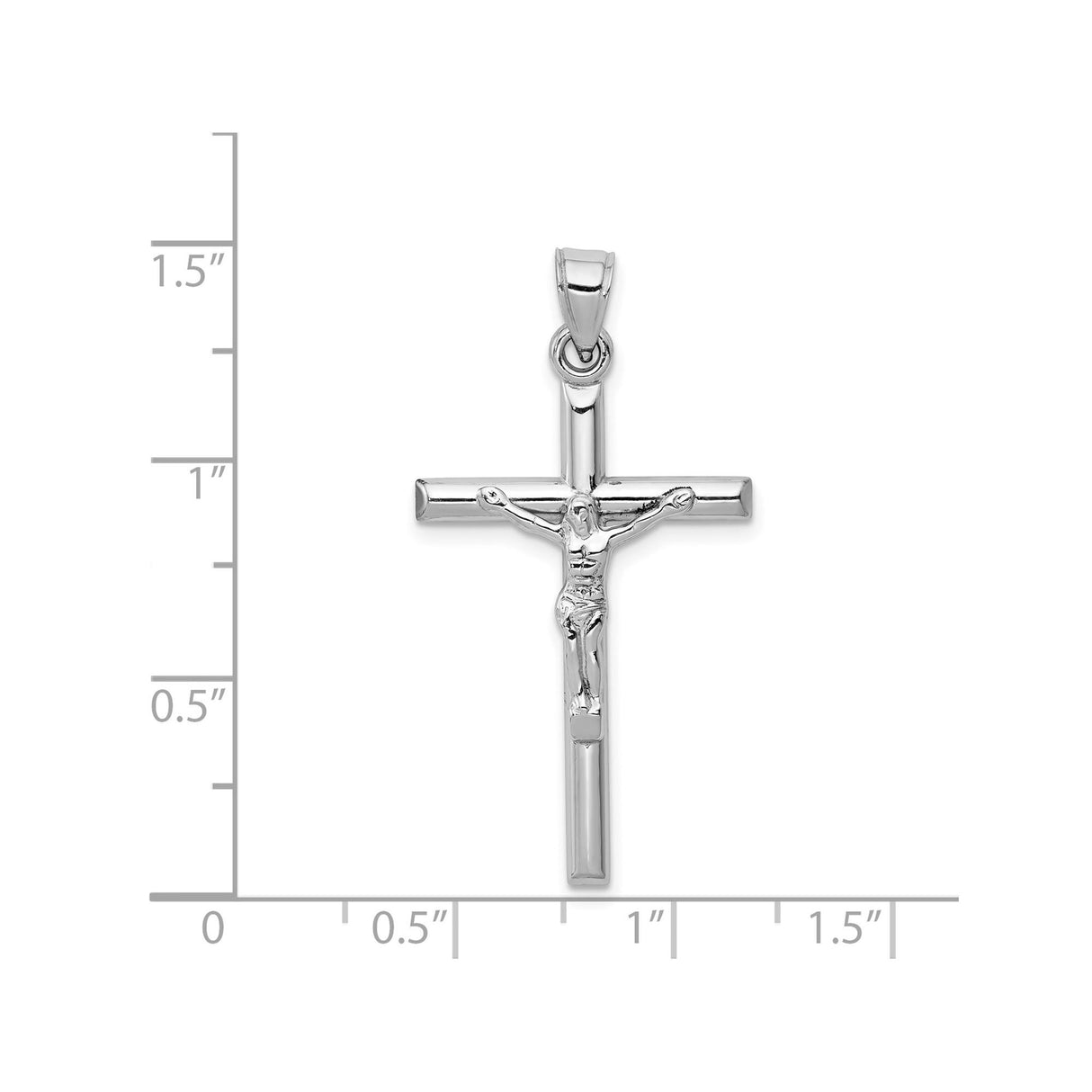 10k White Gold Crucifix Cross Pendant with Jesus Figure, Catholic Christian Religious Jewelry