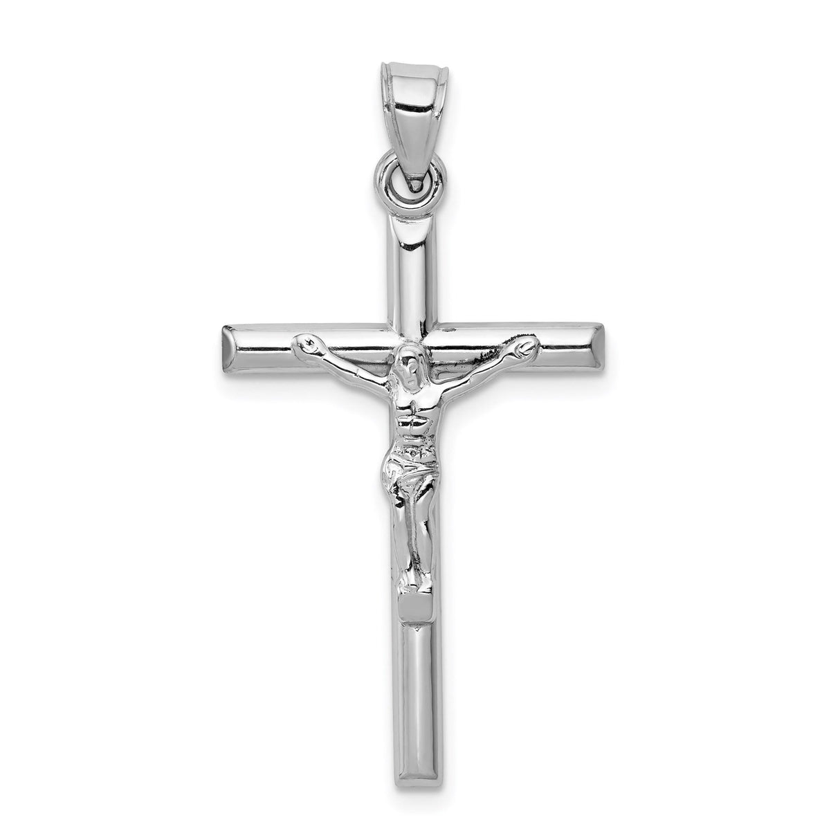 10k White Gold Crucifix Cross Pendant with Jesus Figure, Catholic Christian Religious Jewelry