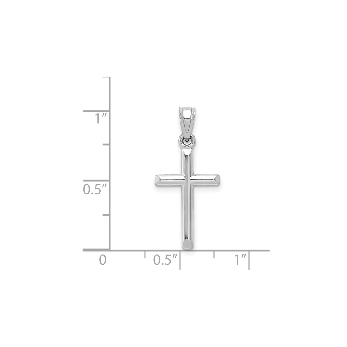 10k White Gold Cross Pendant with Polished Finish and Arched Bail, Religious Jewelry for Men and Women