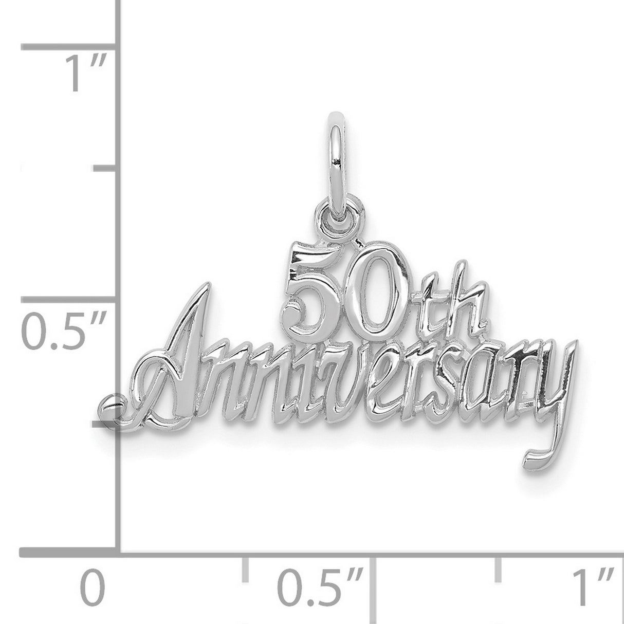 10k White Gold 50th Anniversary Pendant with Script Lettering, Romantic Keepsake for Women