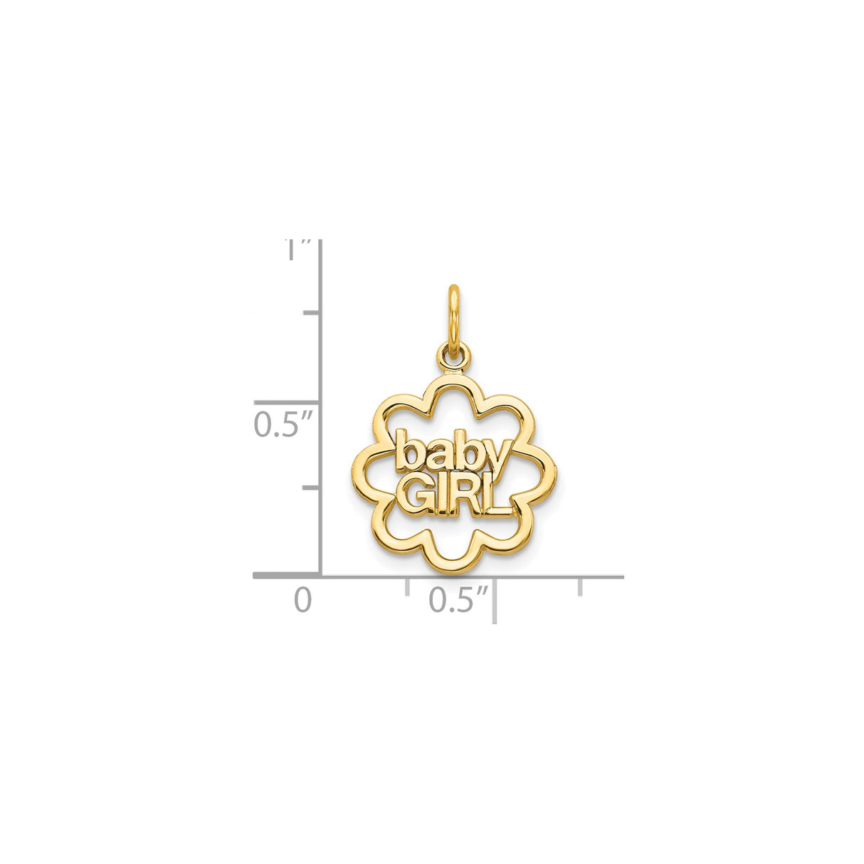 10k Yellow Gold Baby Girl Pendant with Cutout Flower Design, Lightweight Charm for Women or Mothers